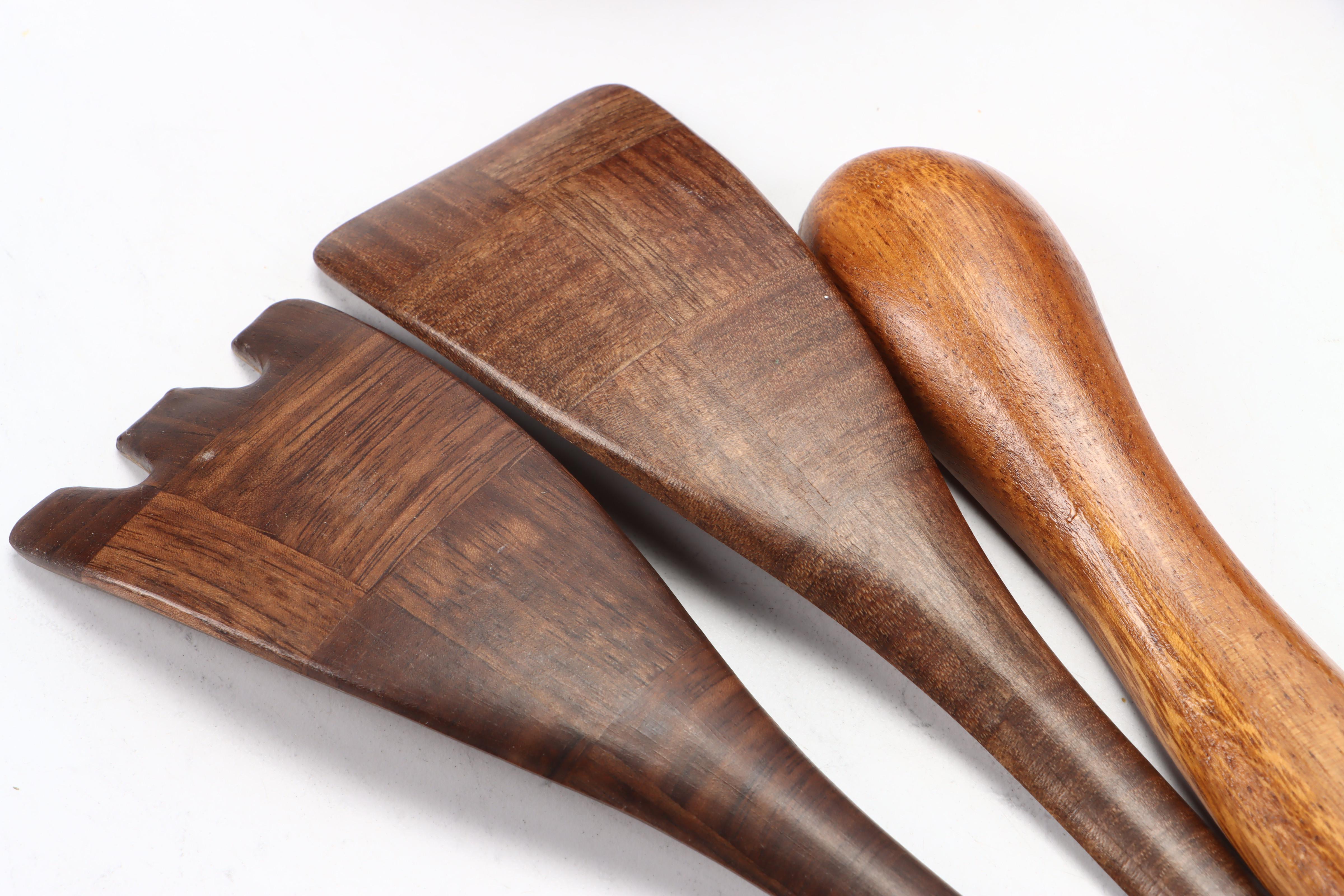 Munising Footed Bowl with Other Wooden Serving Pieces, Mid to Late 20th Century