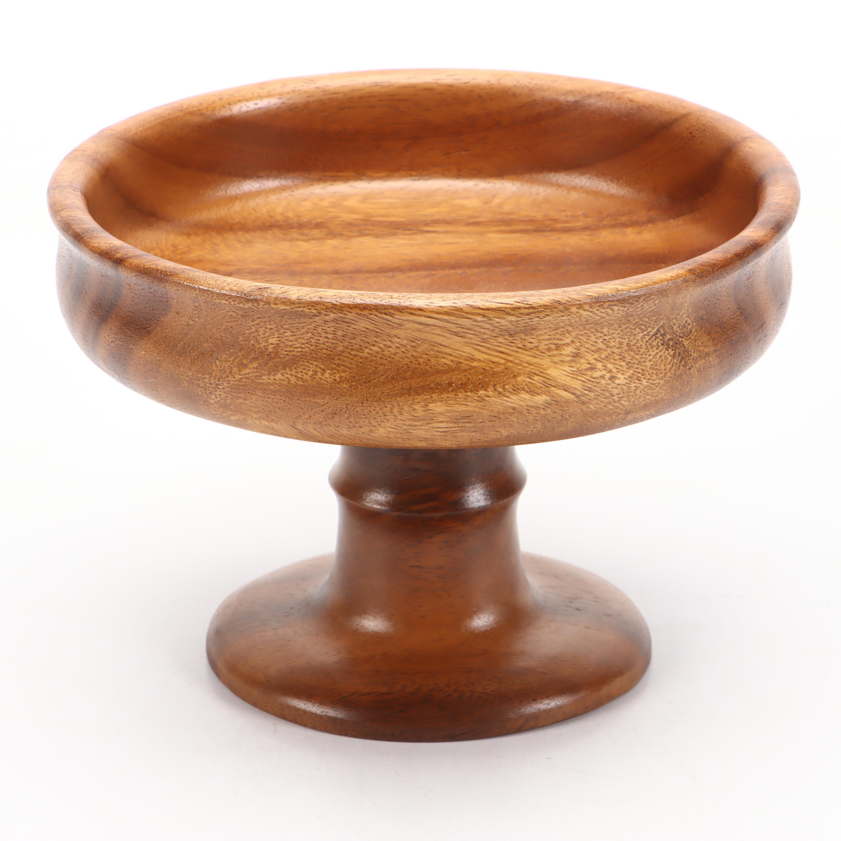 Munising Footed Bowl with Other Wooden Serving Pieces, Mid to Late 20th Century