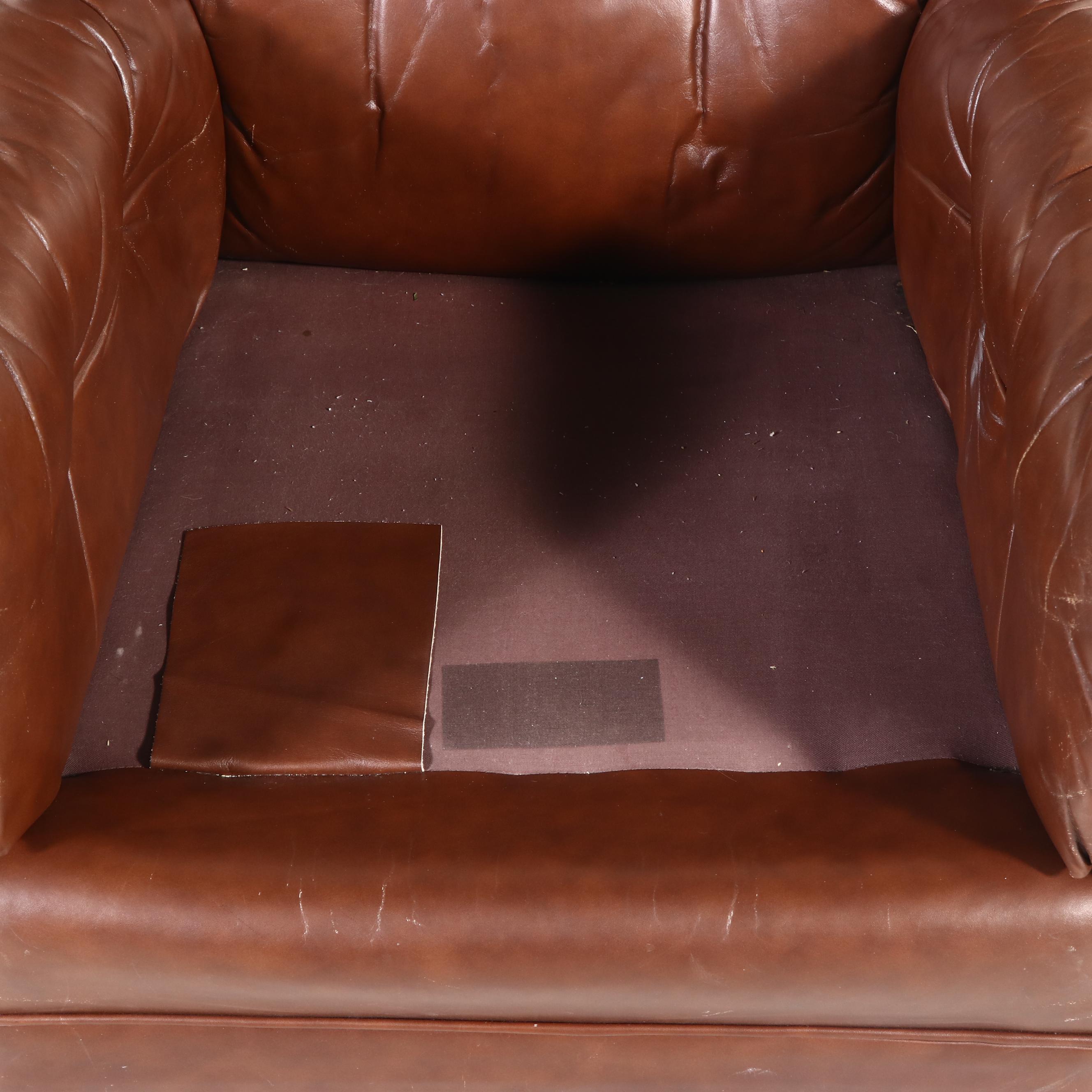 Hancock & Moore Brown Leather Armchair and Ottoman, Late 20th Century