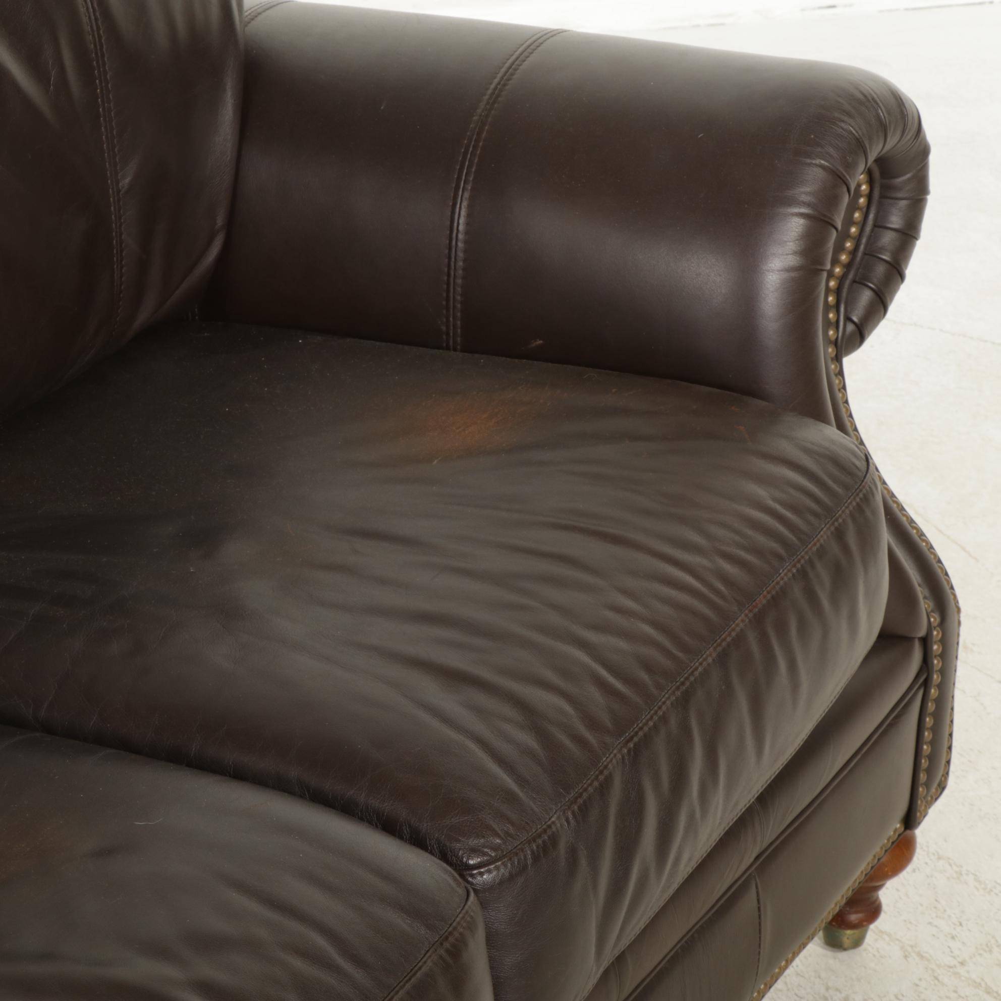 Ethan Allen Leather Upholstered Sofa, Late 20th to 21st Century