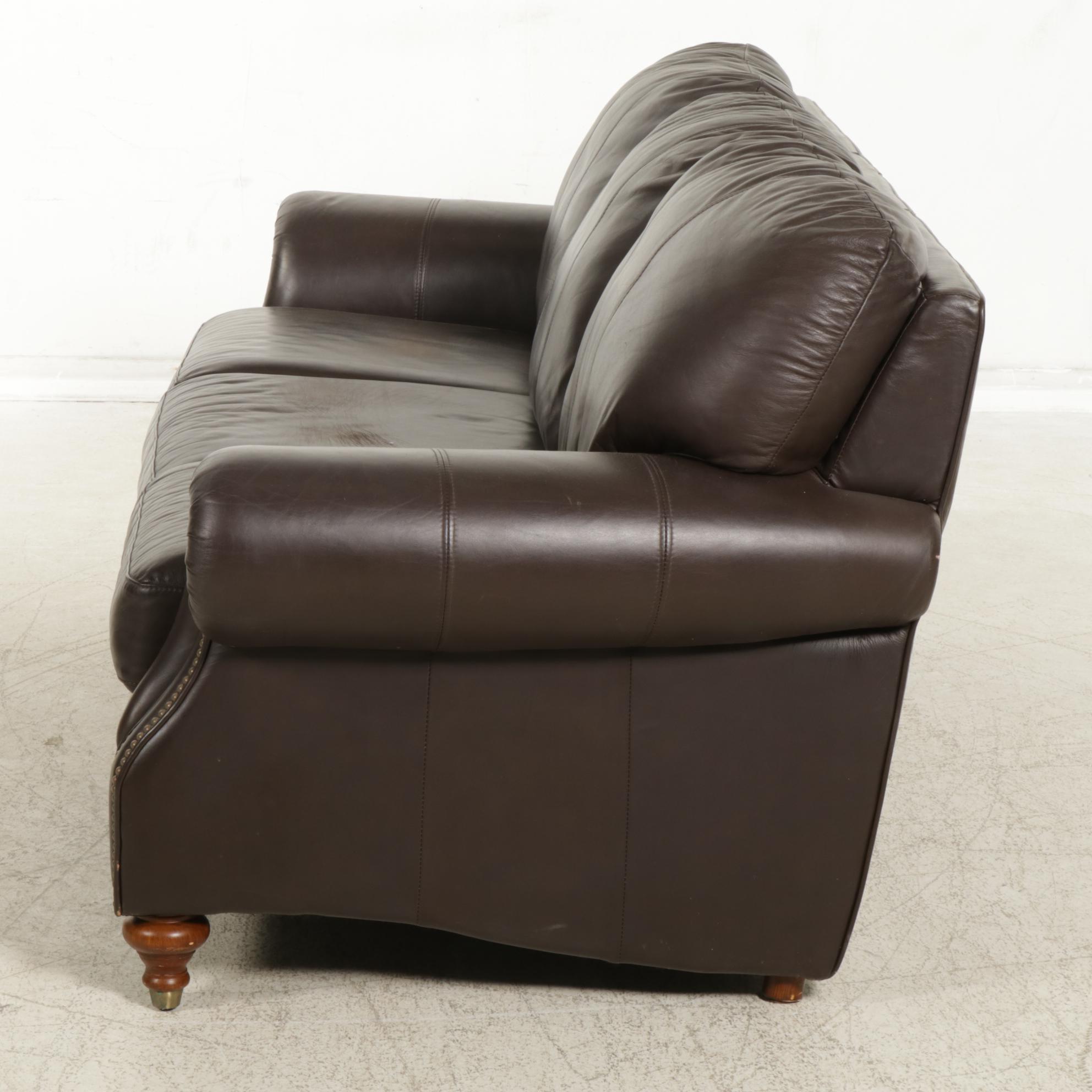 Ethan Allen Leather Upholstered Sofa, Late 20th to 21st Century