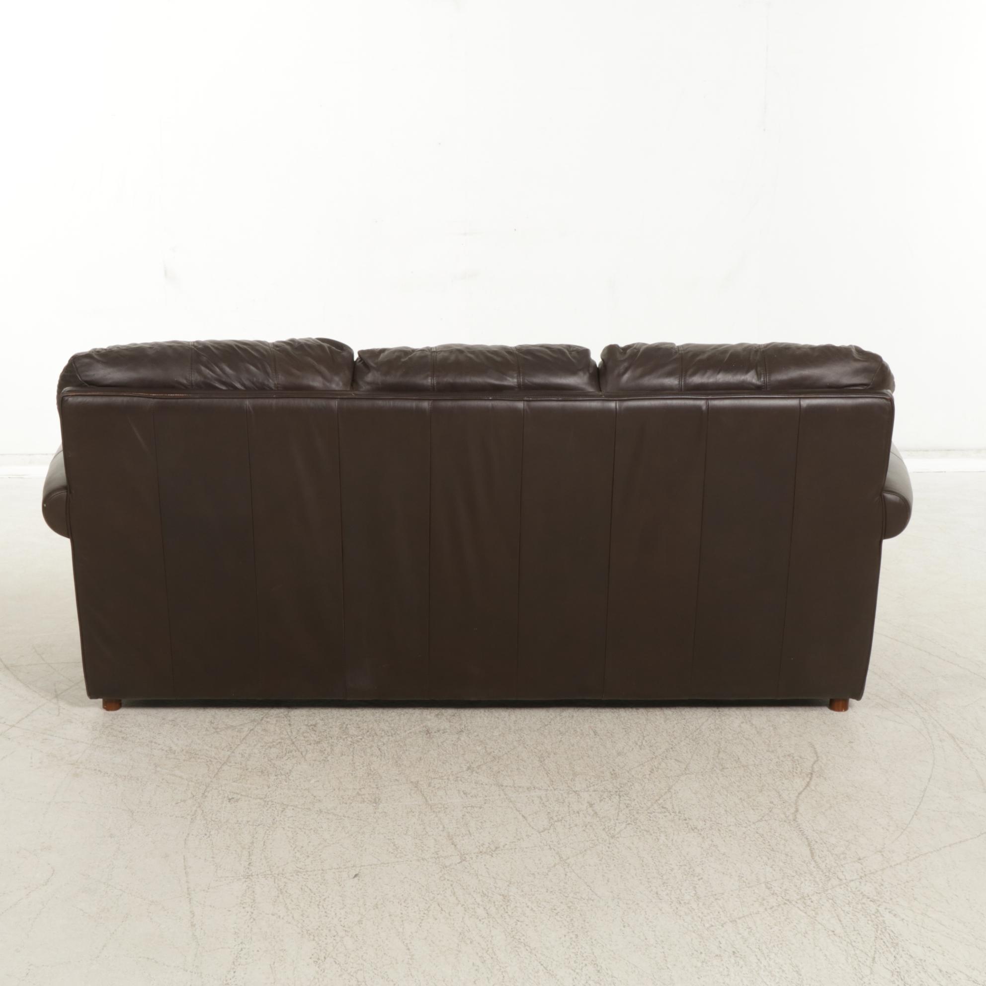 Ethan Allen Leather Upholstered Sofa, Late 20th to 21st Century