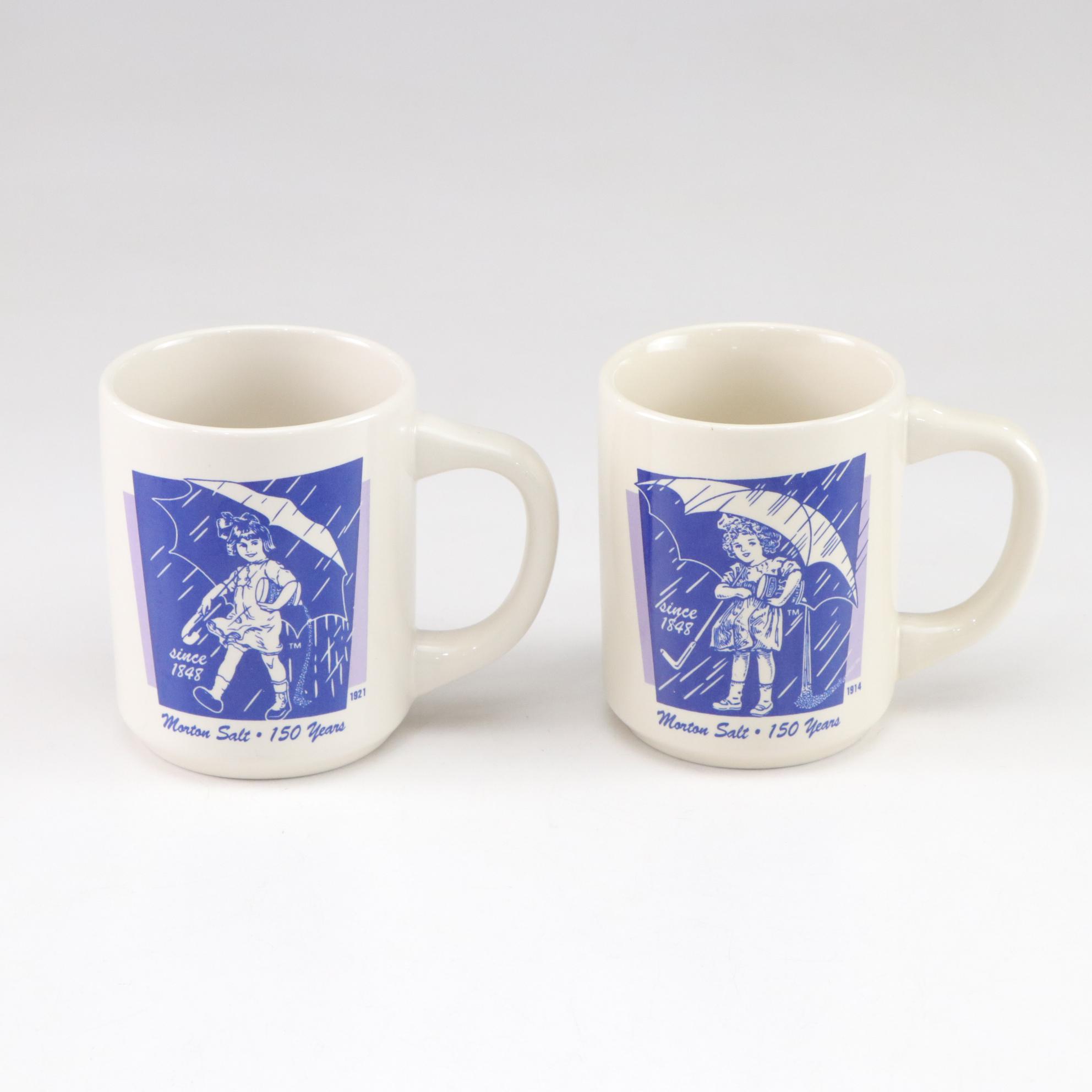 Morton Salt 150th Anniversary Commemorative Mugs