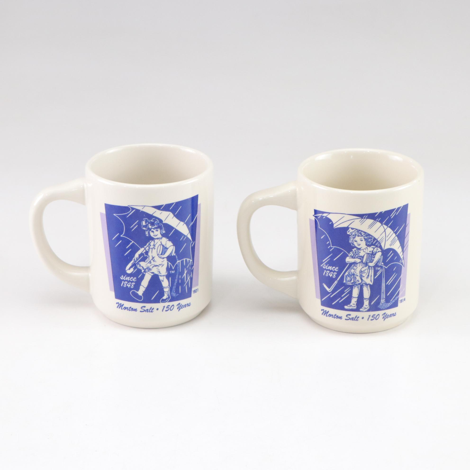 Morton Salt 150th Anniversary Commemorative Mugs