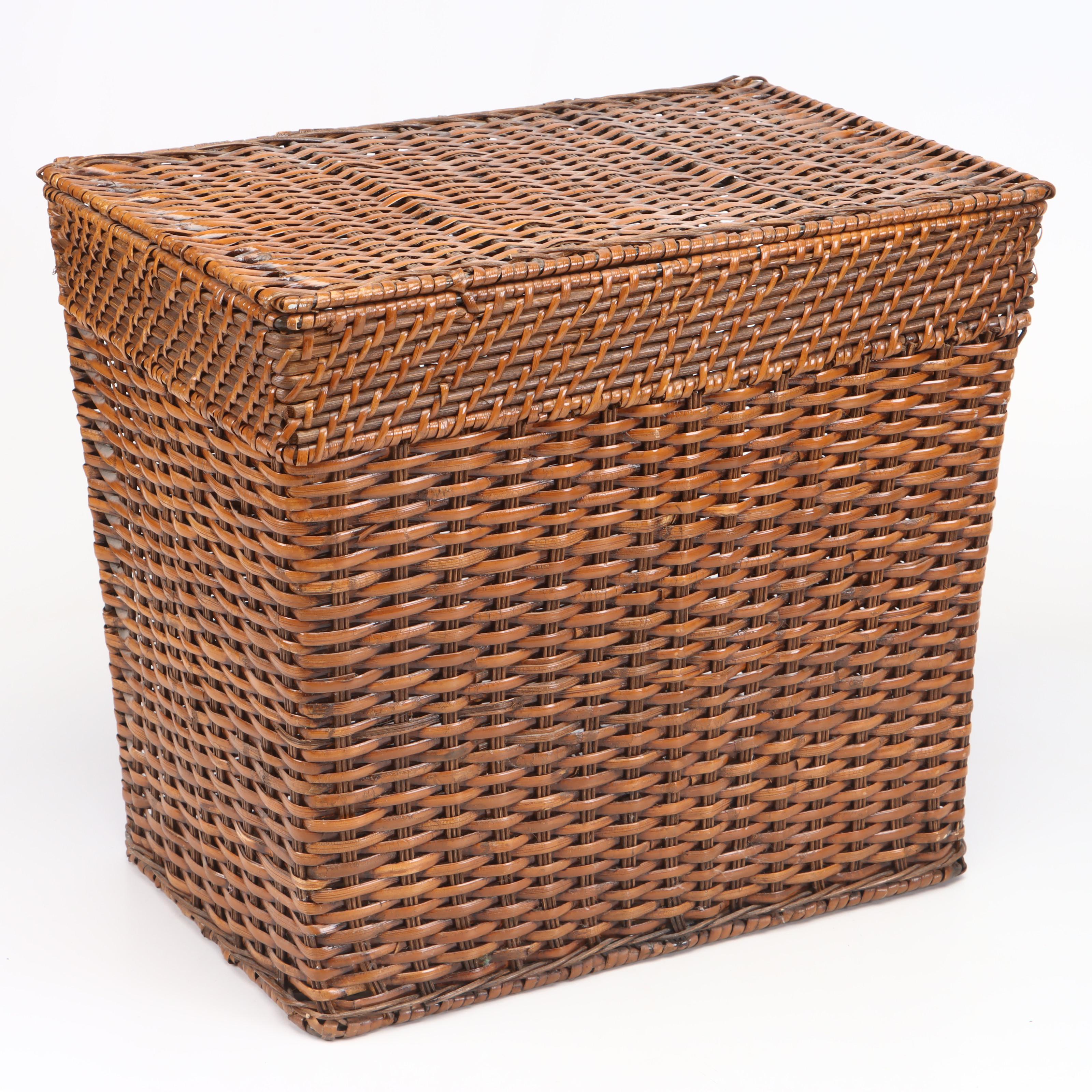 Wicker Metal Footed Magazine Stand and Storage Basket