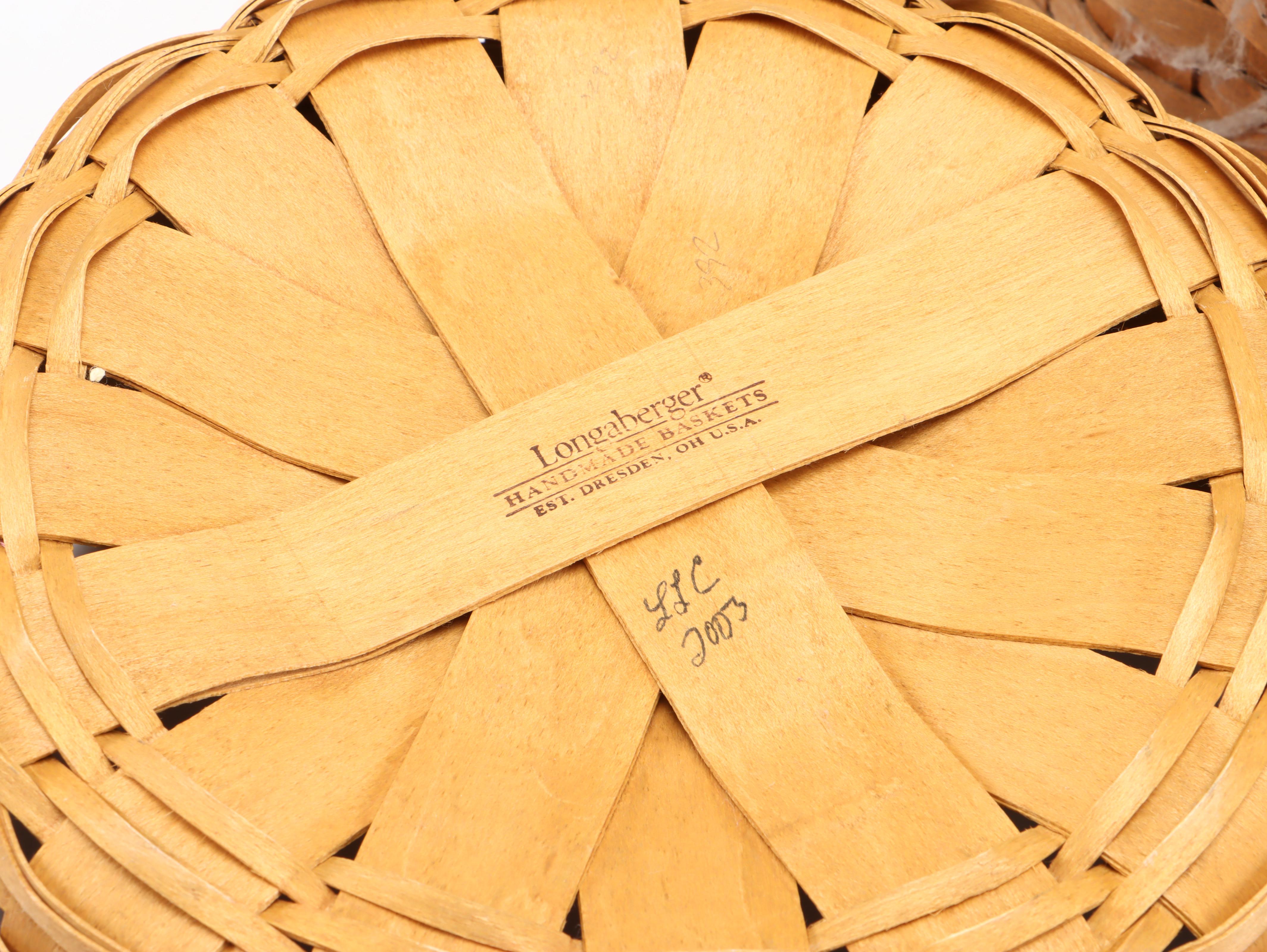 Longberger Wicker Baskets with Gilt Wicket Magazine Rack