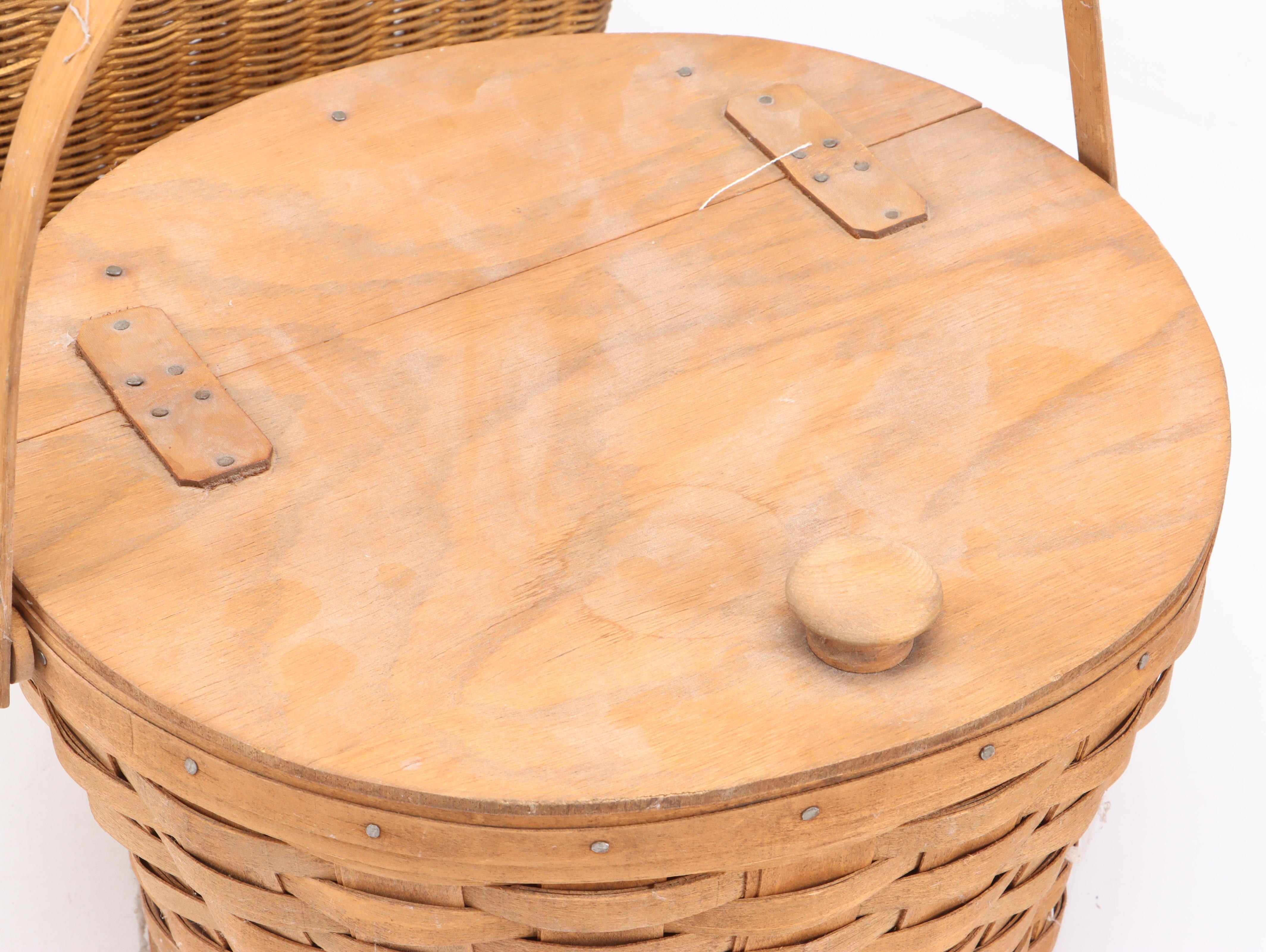 Longberger Wicker Baskets with Gilt Wicket Magazine Rack