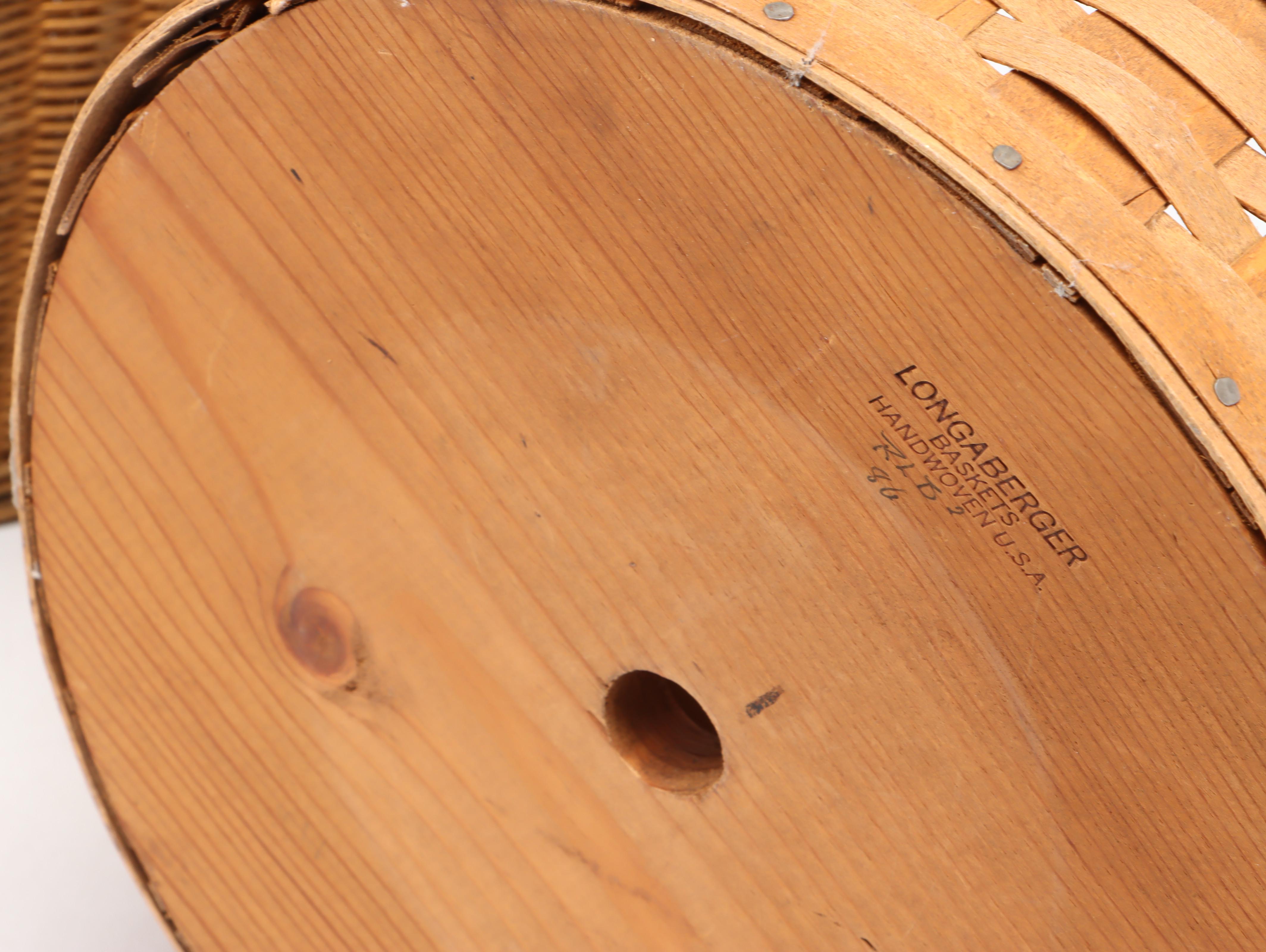 Longberger Wicker Baskets with Gilt Wicket Magazine Rack