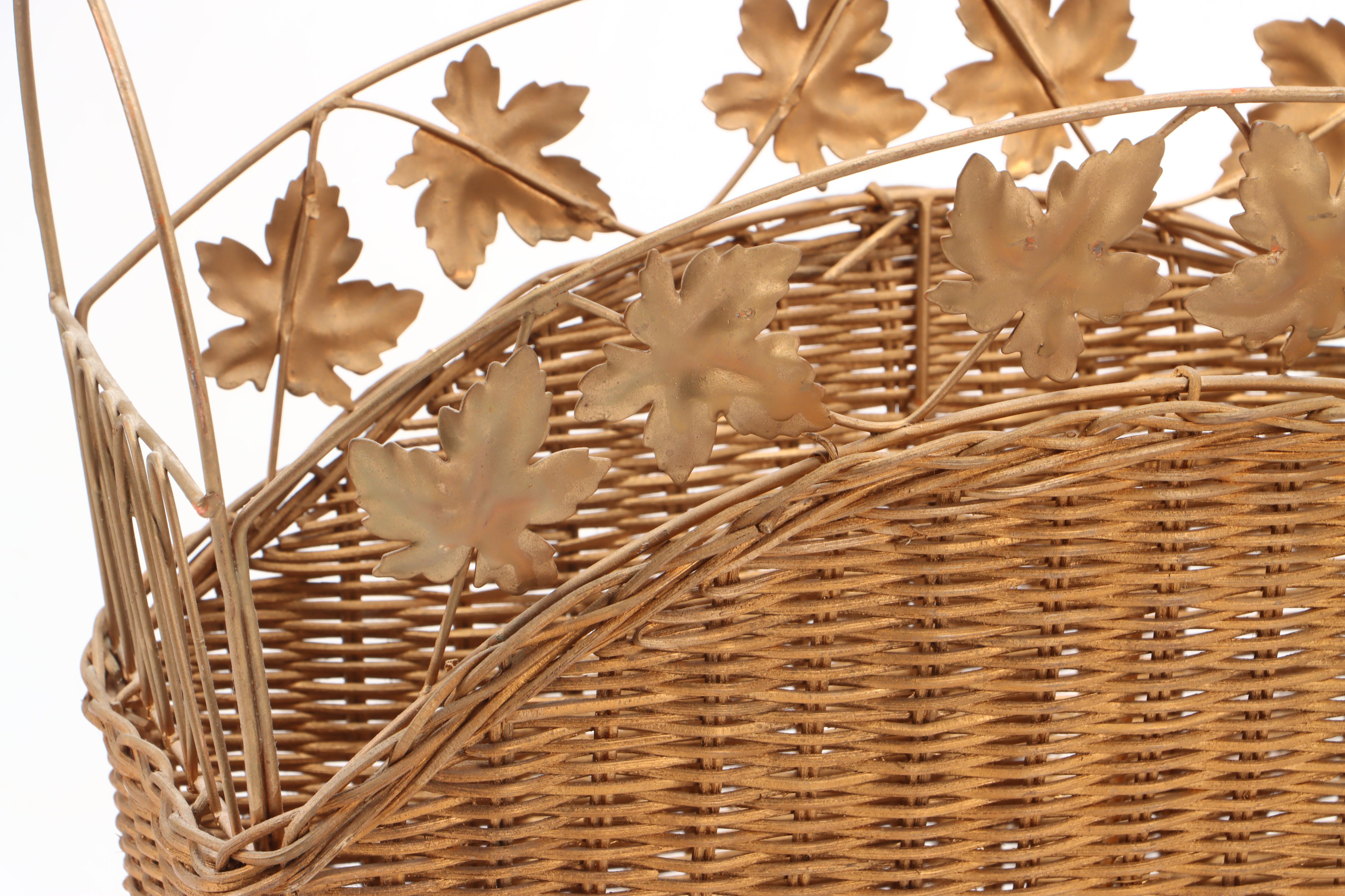 Longberger Wicker Baskets with Gilt Wicket Magazine Rack