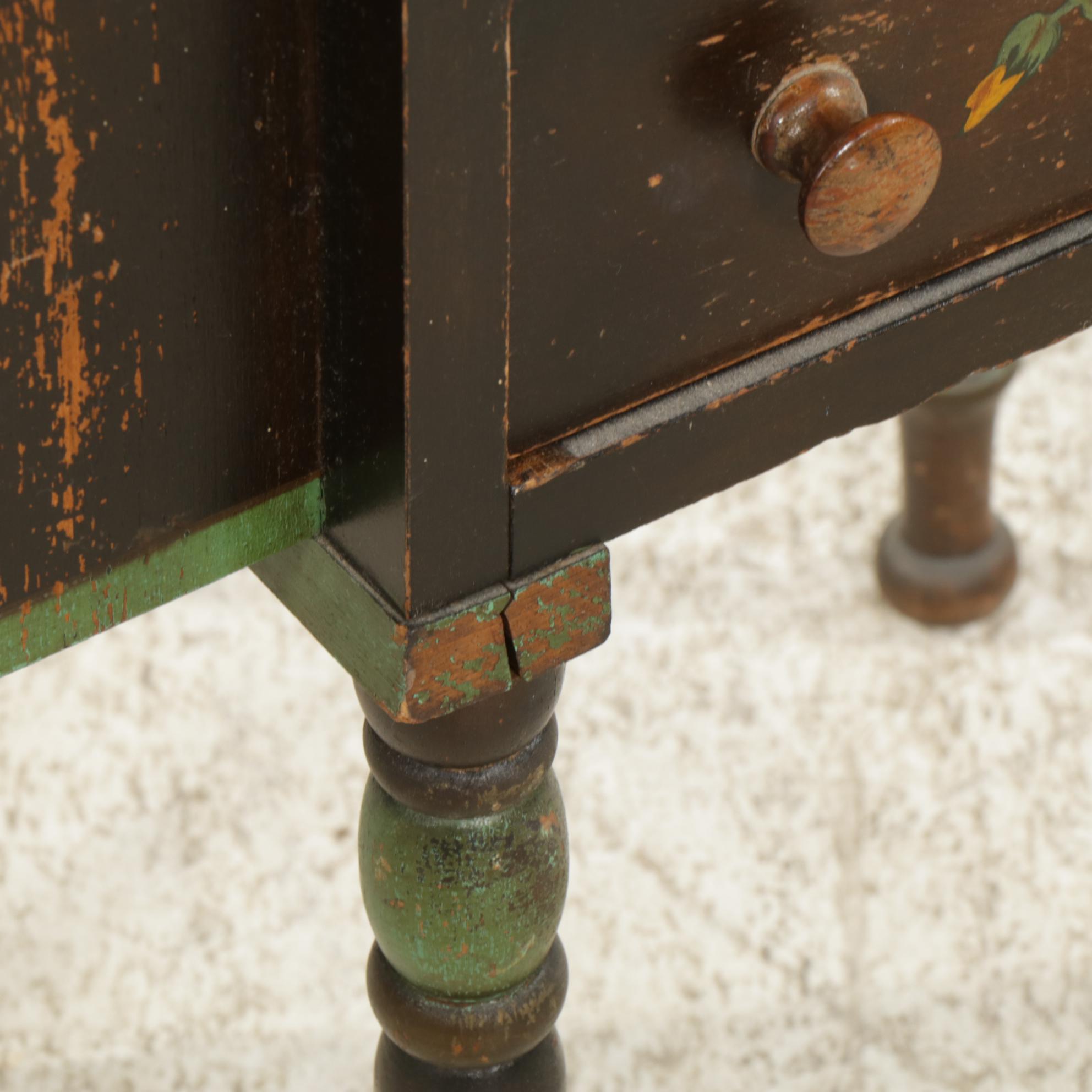 Painted Martha Washington Style Knitting Table, Early 20th Century