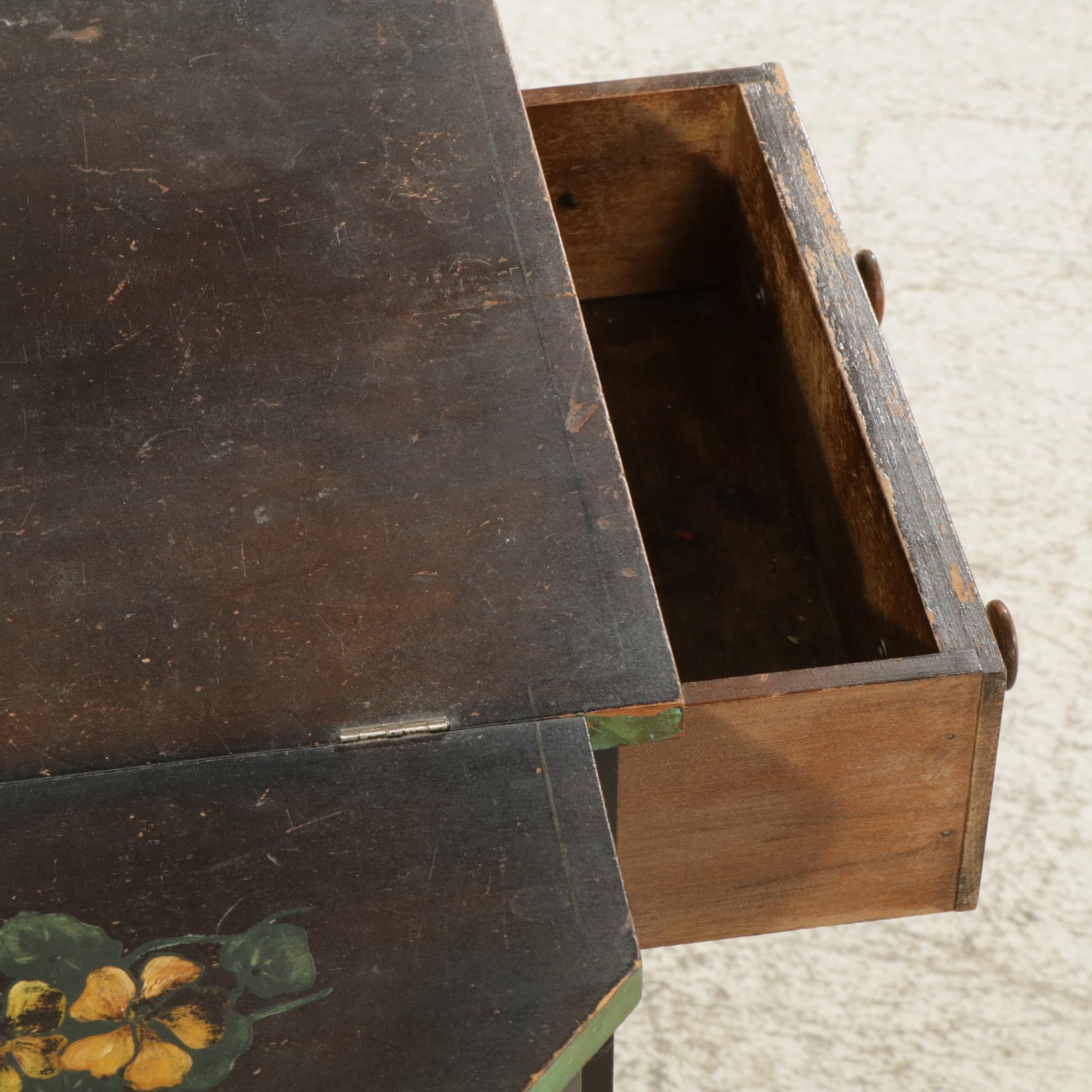 Painted Martha Washington Style Knitting Table, Early 20th Century