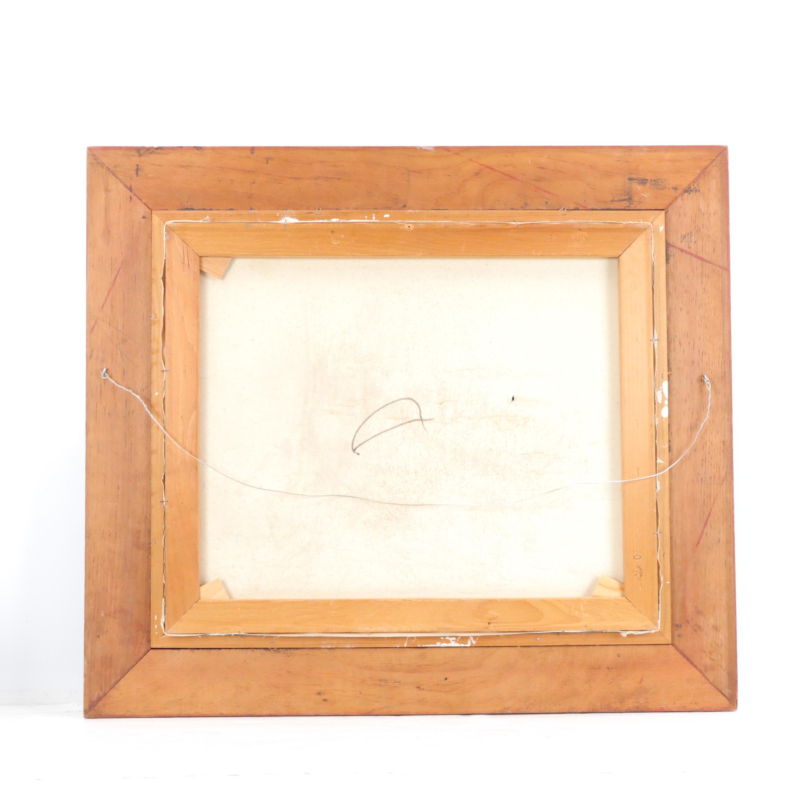 Mary Botto Maritime Oil Painting with Fishing Boats, Late 20th Century