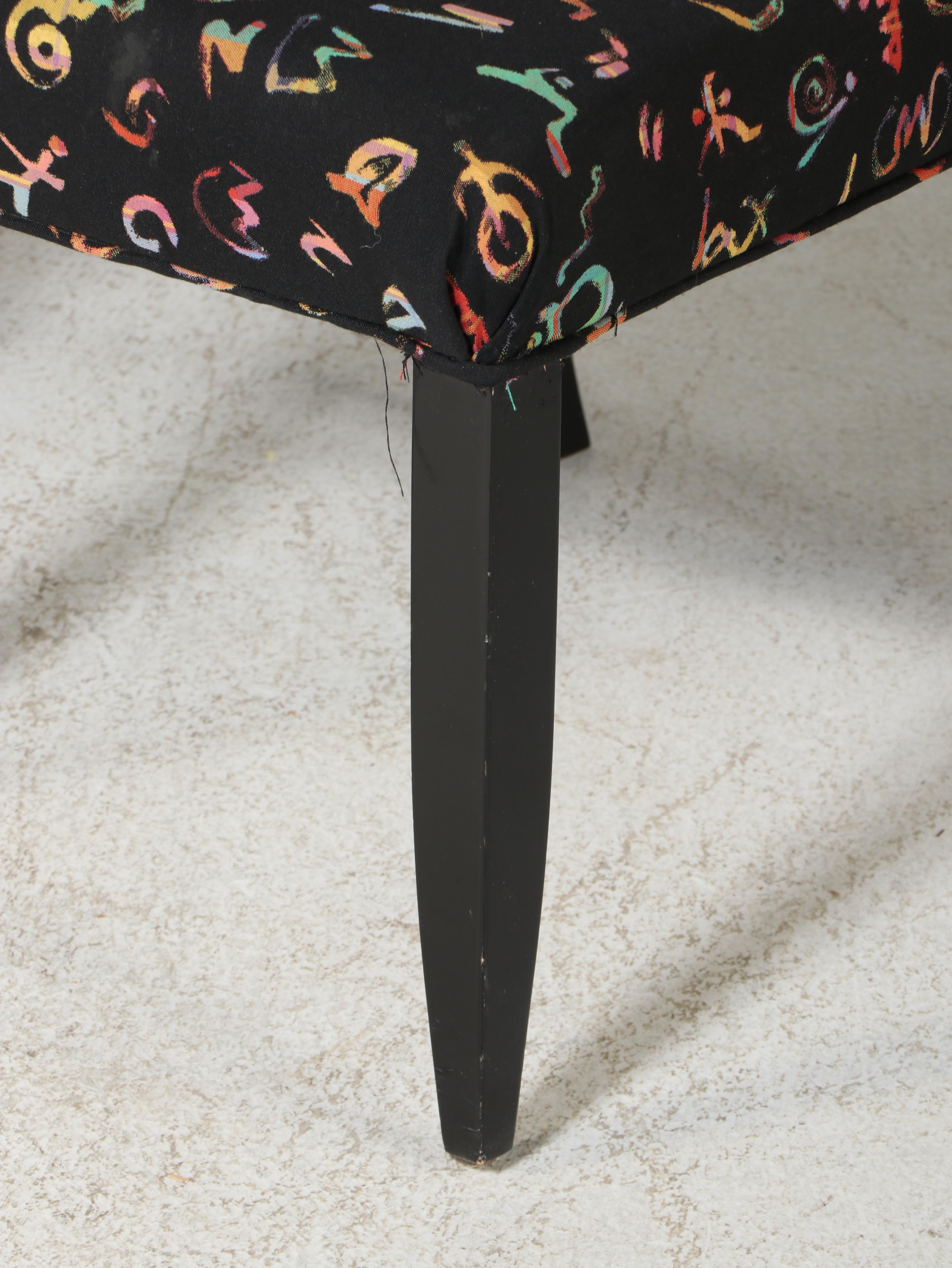 Six Thayer Coggin Inc. Postmodernist Ebonized and Custom-Upholstered Side Chairs