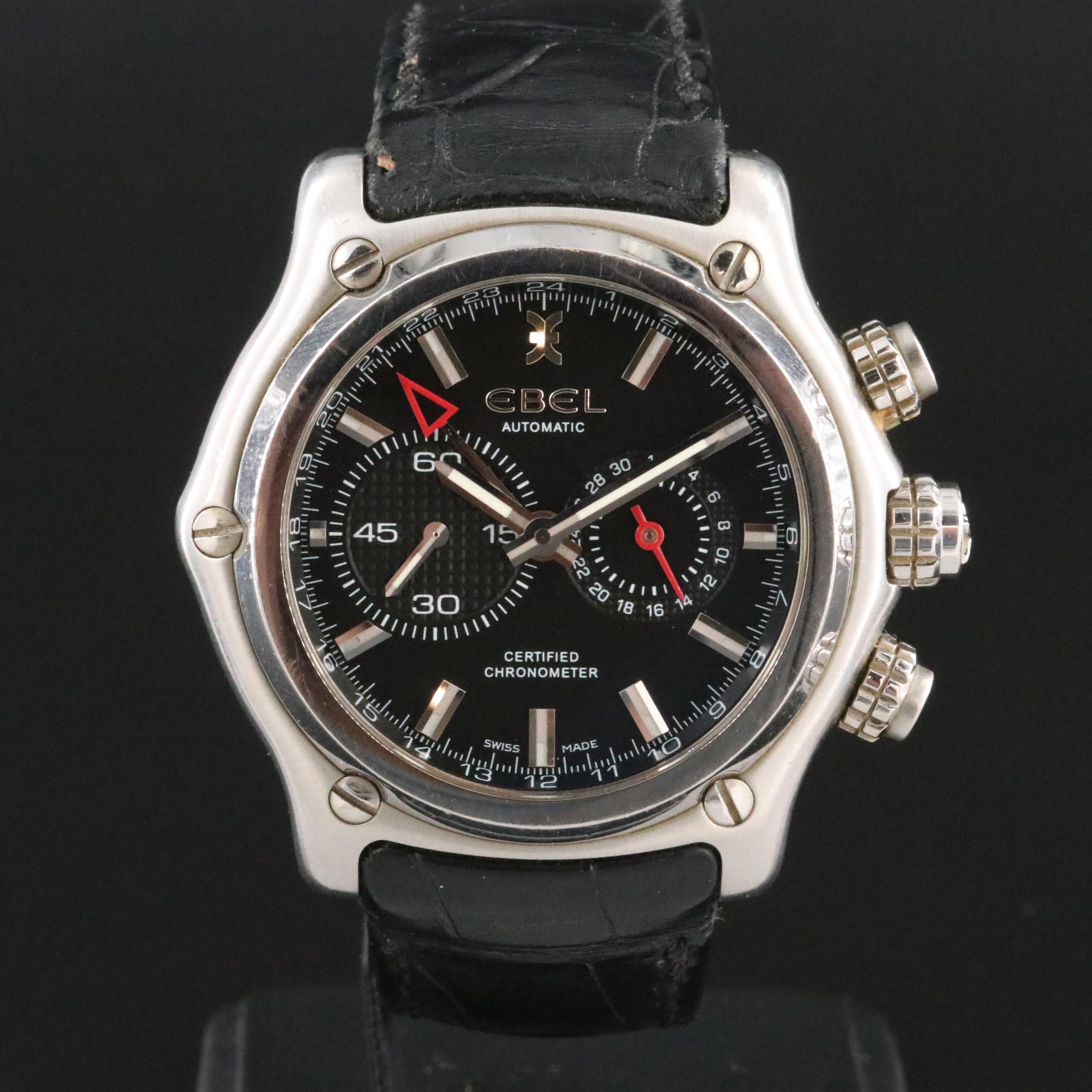 Ebel 1911 BTR GMT 1215624 Black Dial 44.5mm Steel Automatic Watch