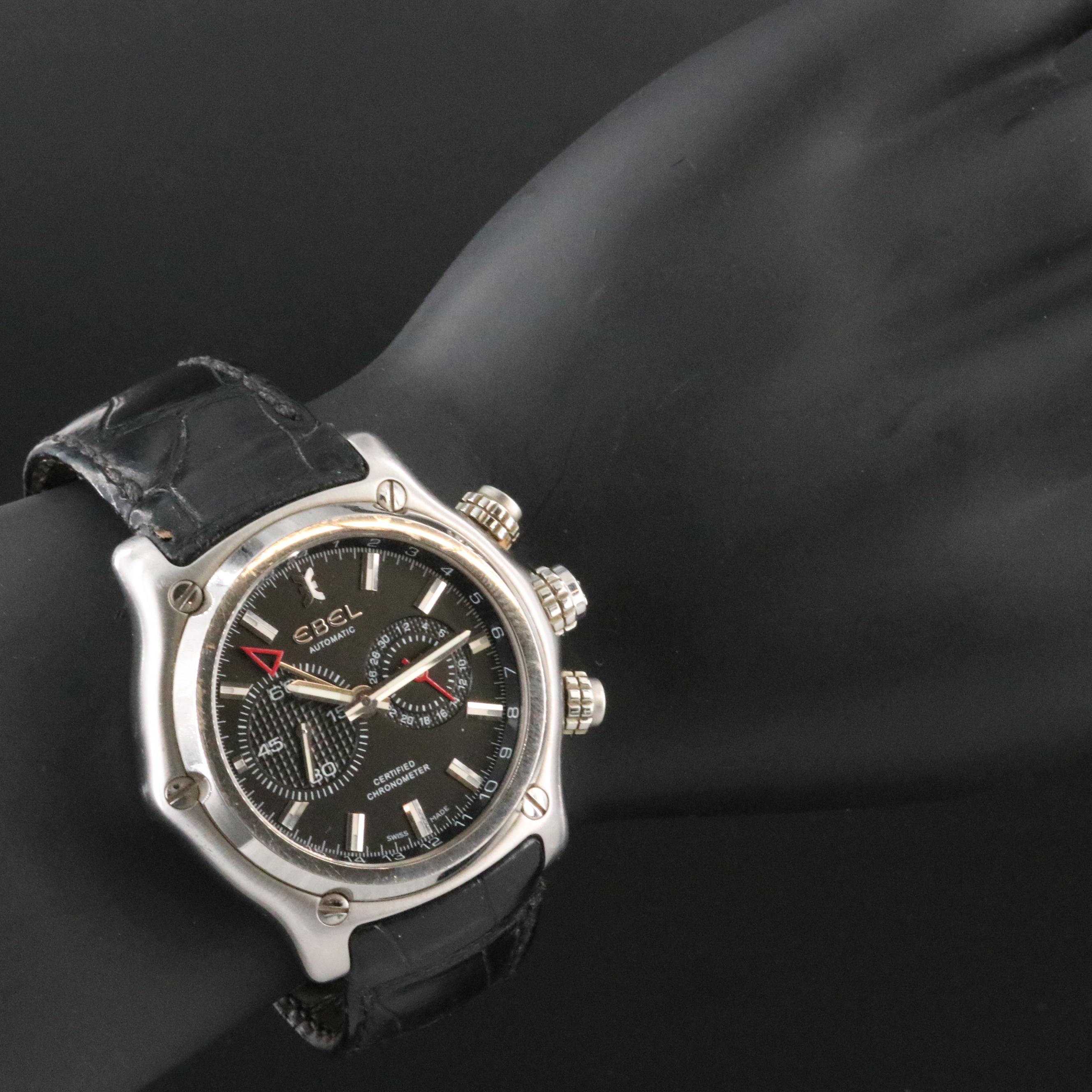 Ebel 1911 BTR GMT 1215624 Black Dial 44.5mm Steel Automatic Watch