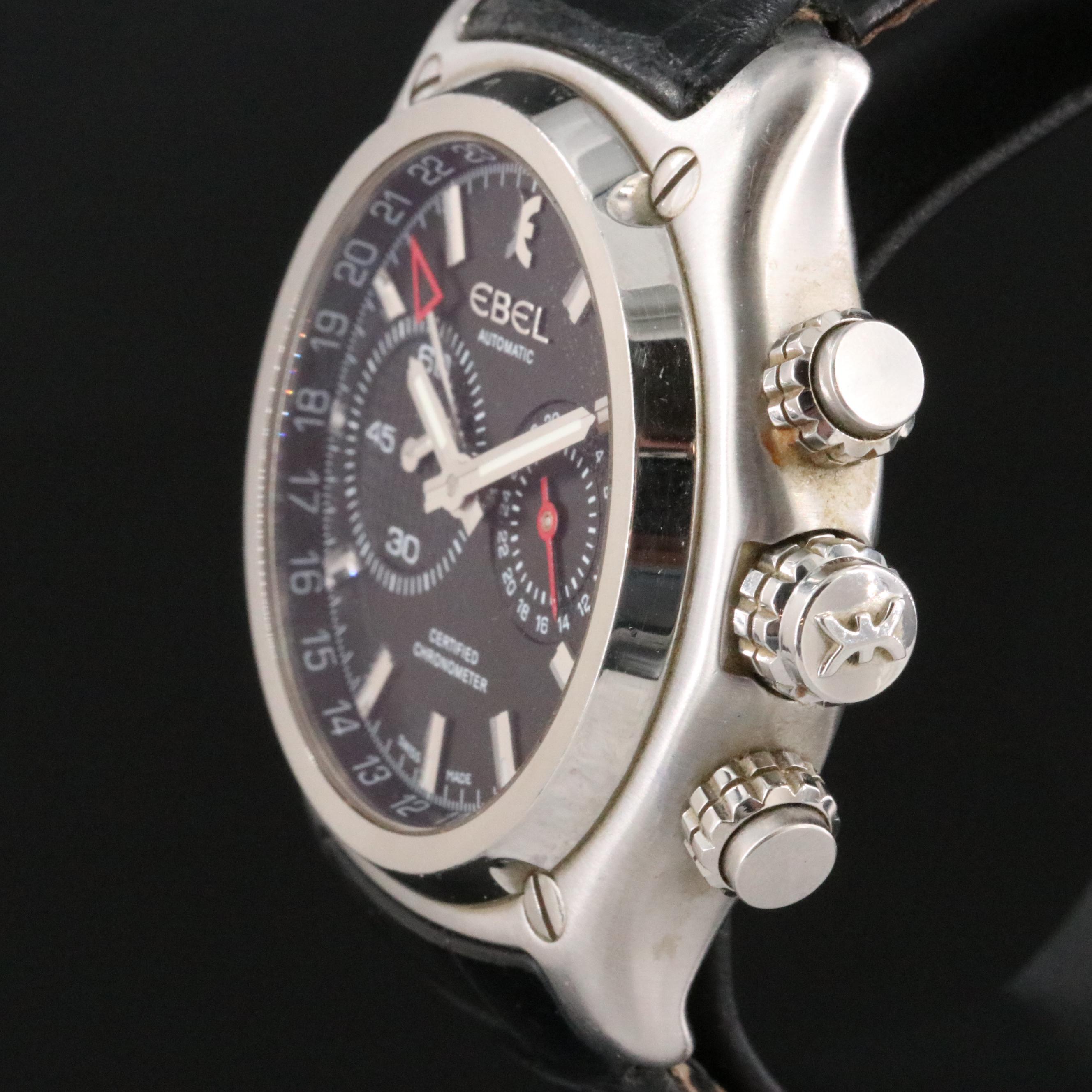 Ebel 1911 BTR GMT 1215624 Black Dial 44.5mm Steel Automatic Watch