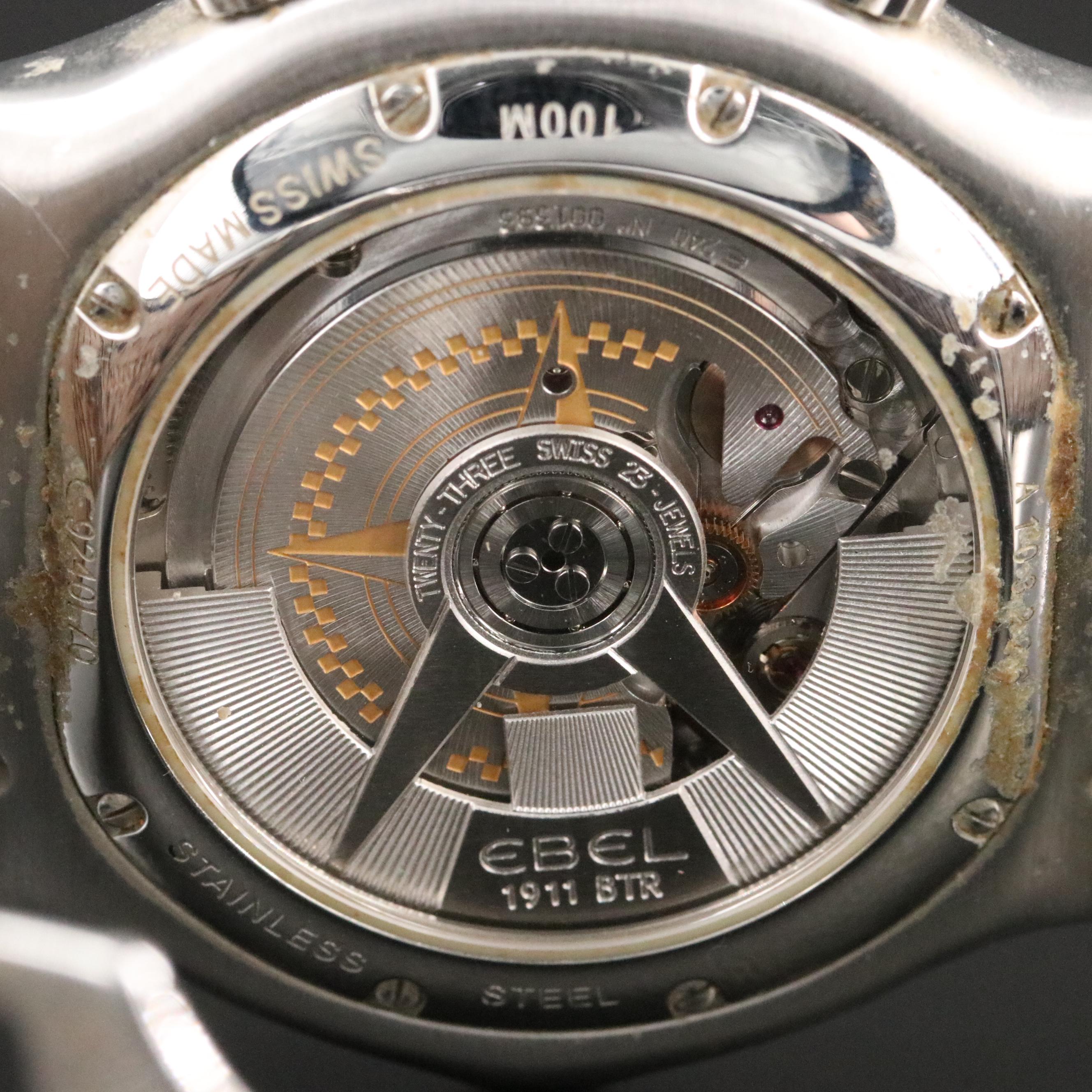 Ebel 1911 BTR GMT 1215624 Black Dial 44.5mm Steel Automatic Watch