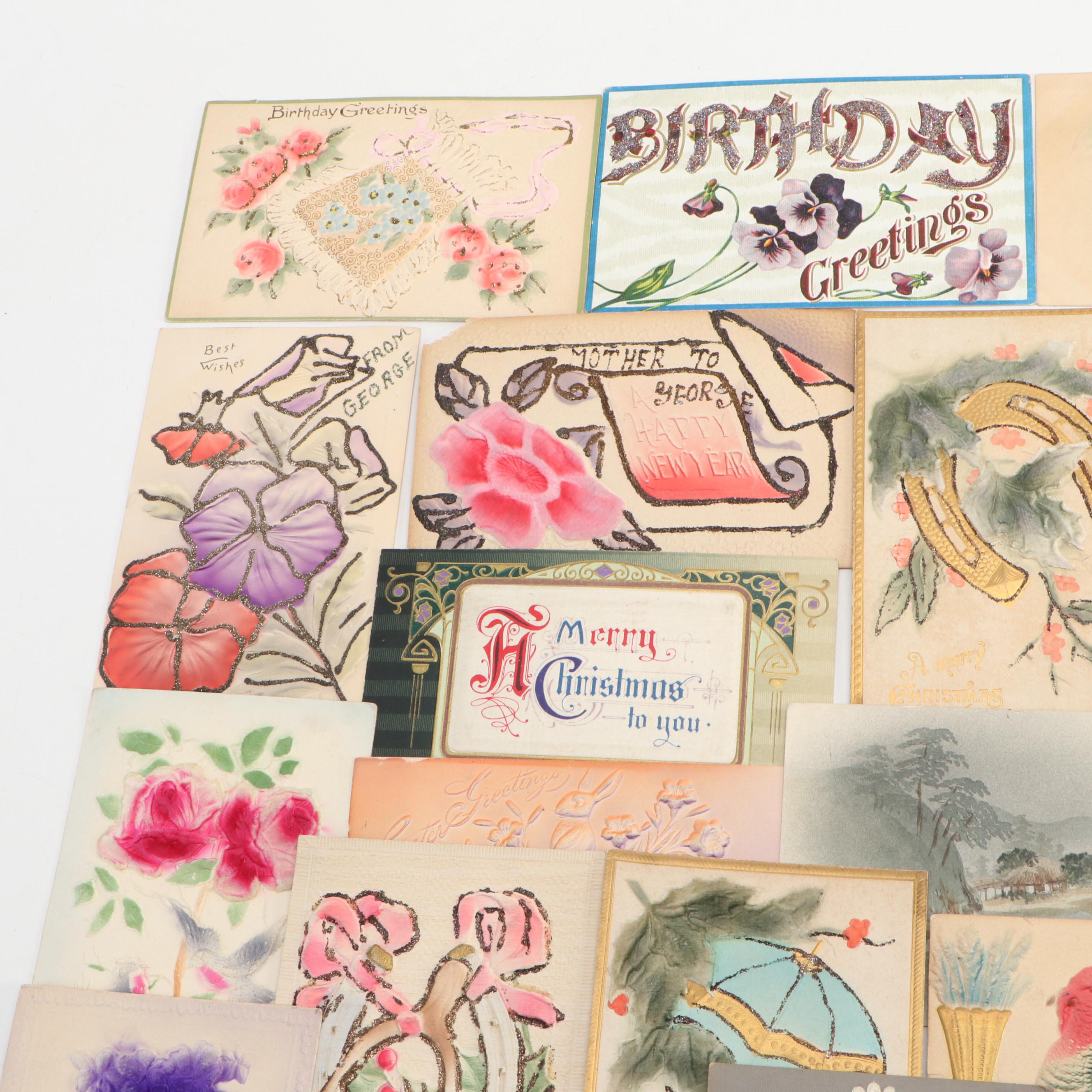 Thanksgiving, Christmas and Other Embossed Novelty Postcards, Early 20th Century