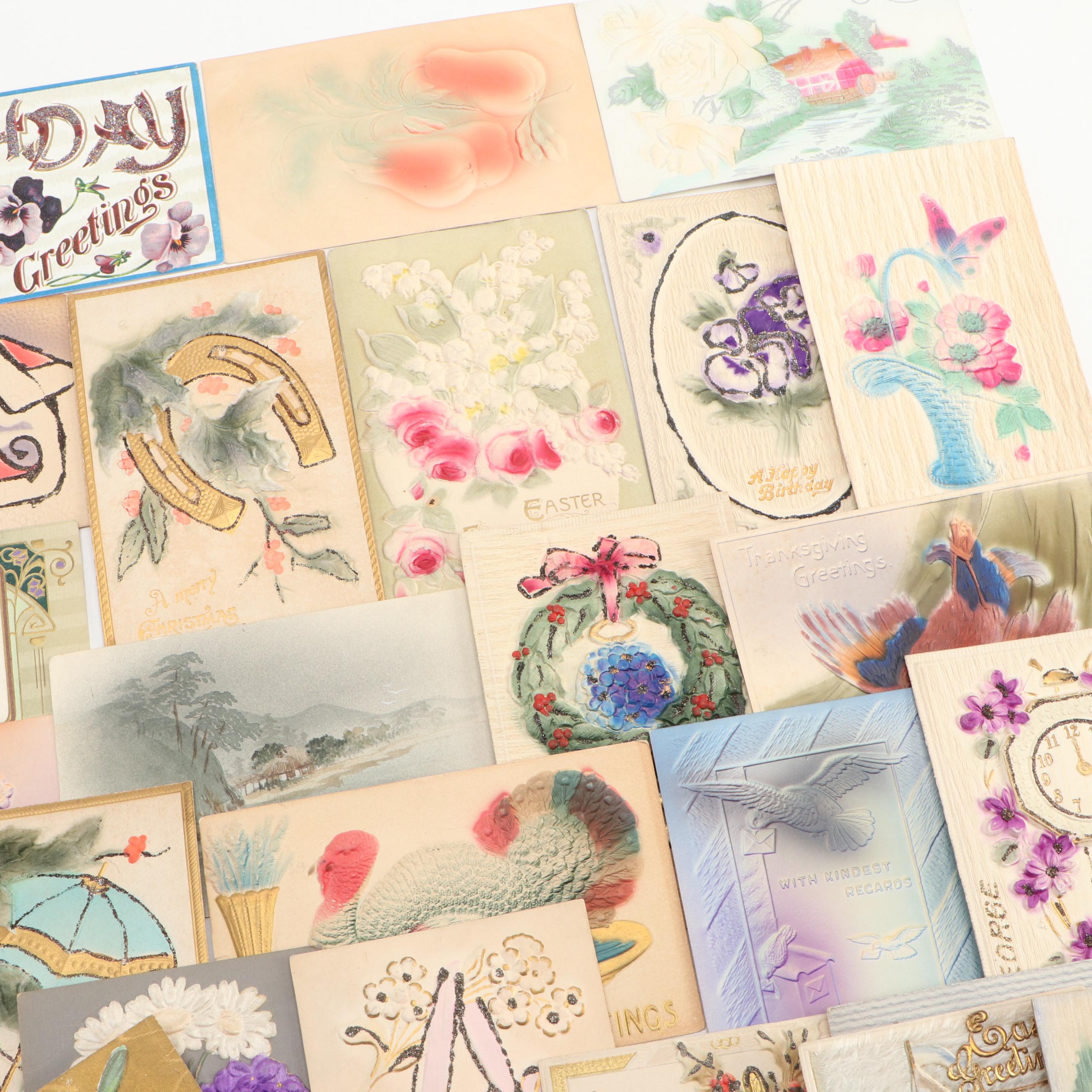 Thanksgiving, Christmas and Other Embossed Novelty Postcards, Early 20th Century