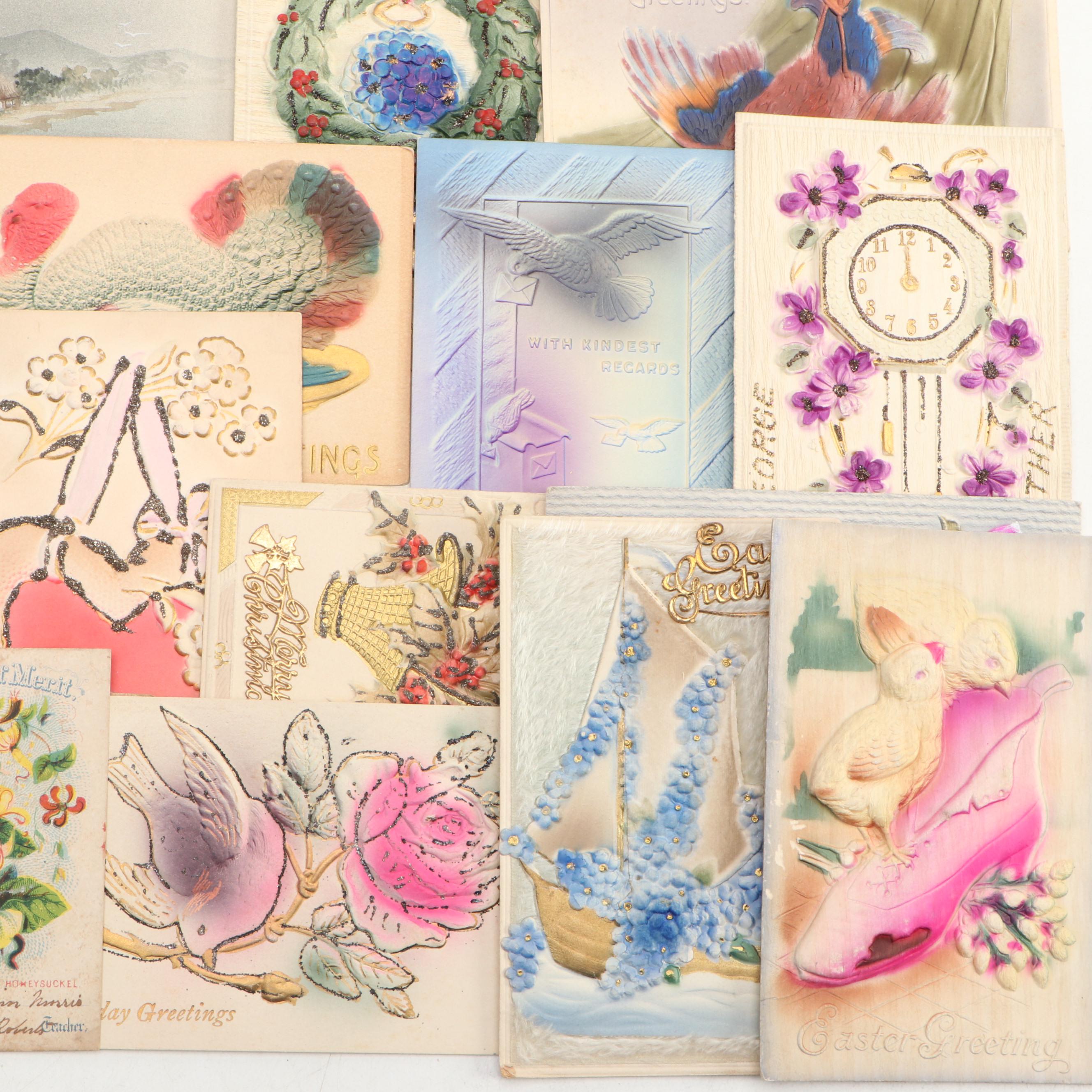 Thanksgiving, Christmas and Other Embossed Novelty Postcards, Early 20th Century
