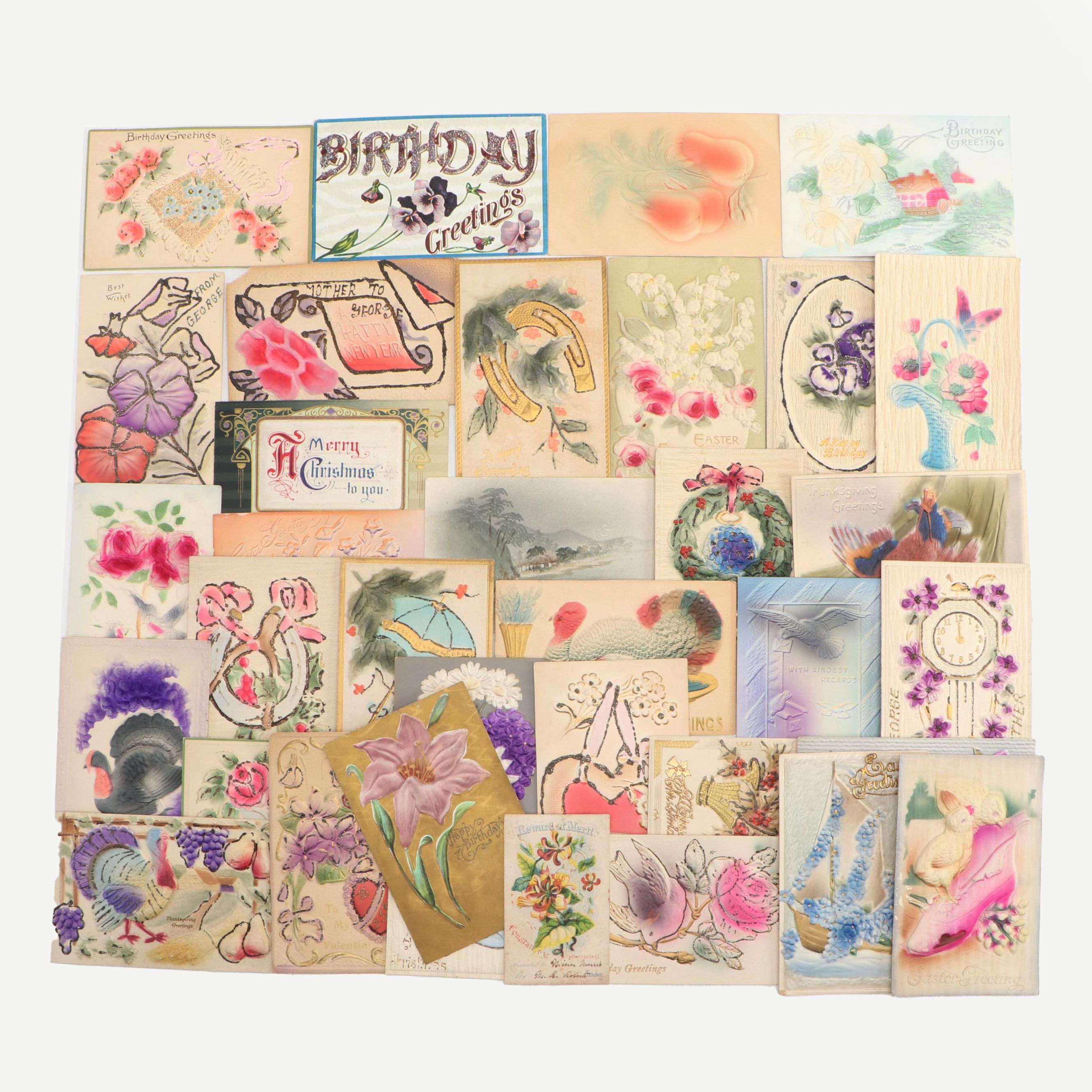 Thanksgiving, Christmas and Other Embossed Novelty Postcards, Early 20th Century