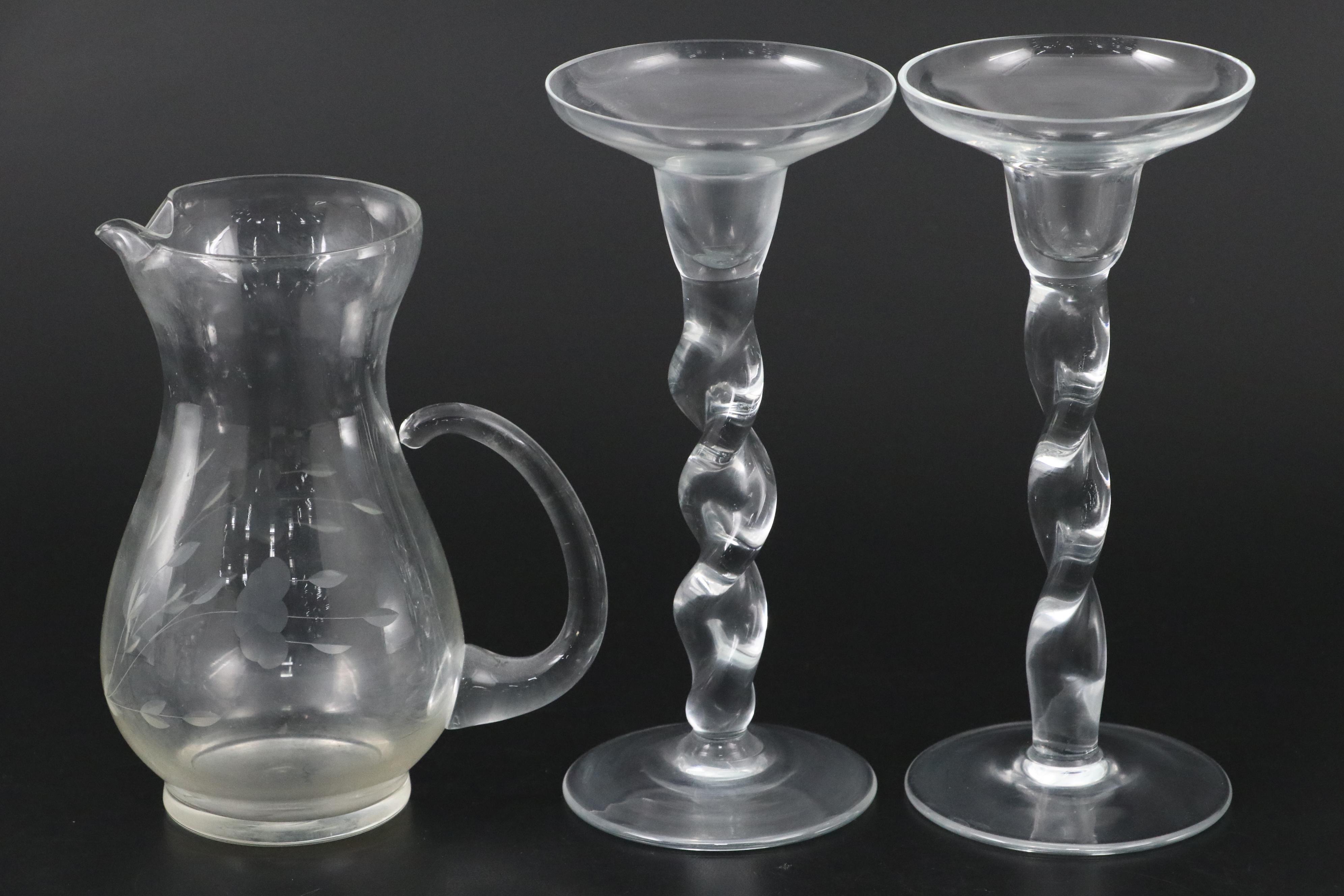 Nambé and Royal Copenhagen Crystal Bowls with Glass Décor and Flower Frogs