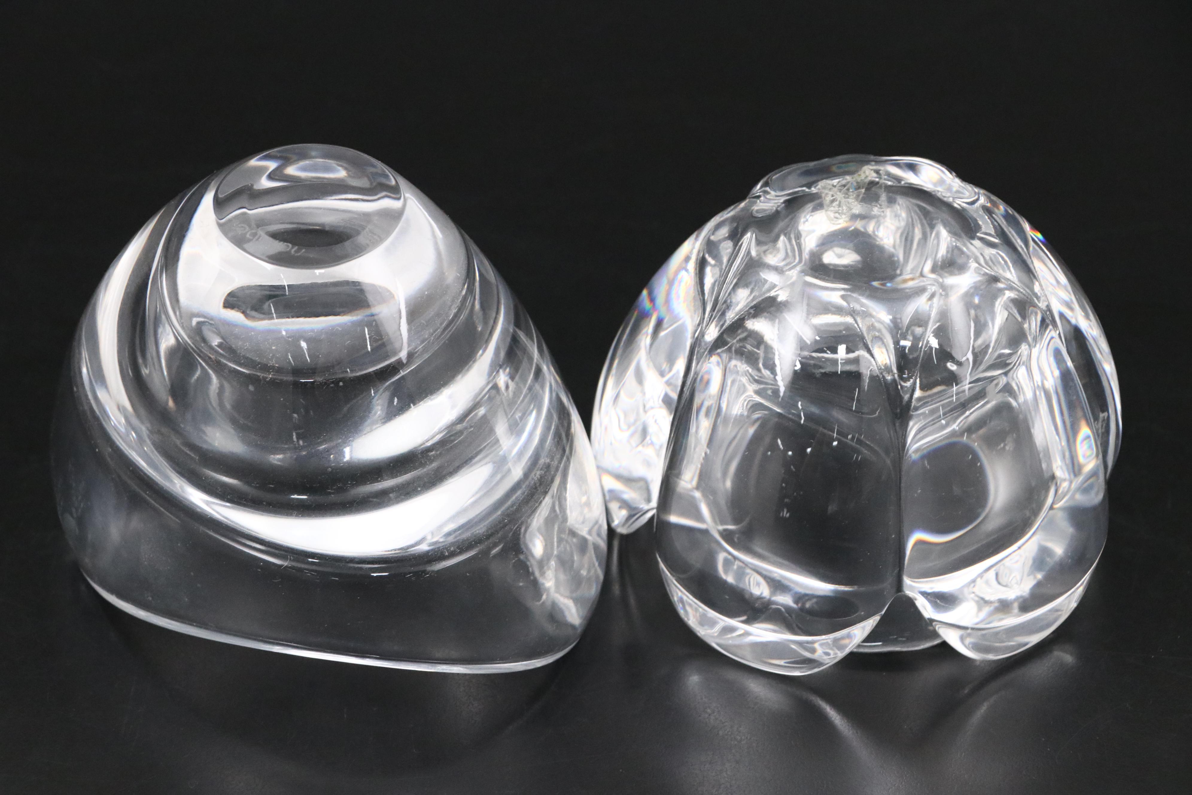 Nambé and Royal Copenhagen Crystal Bowls with Glass Décor and Flower Frogs