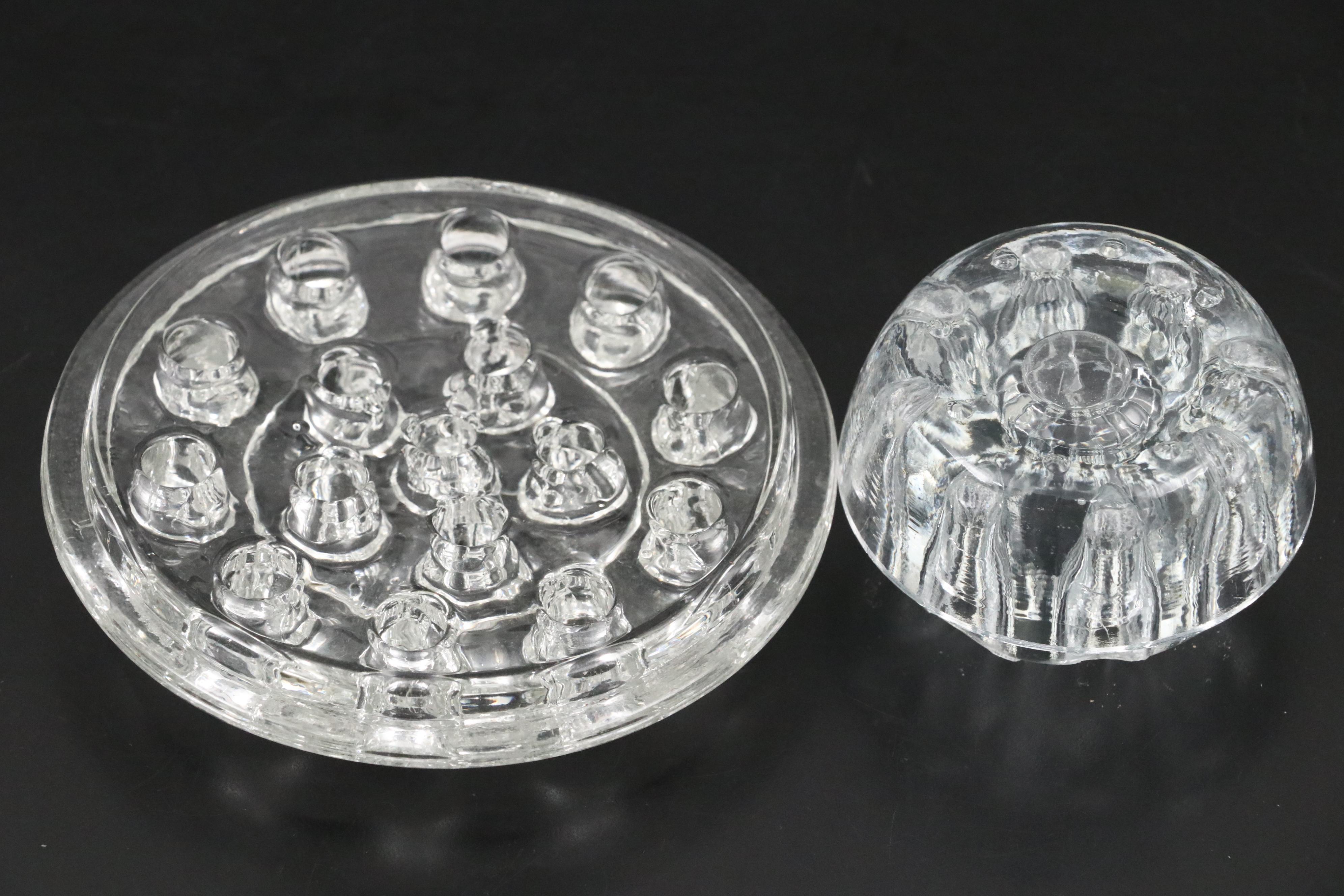Nambé and Royal Copenhagen Crystal Bowls with Glass Décor and Flower Frogs