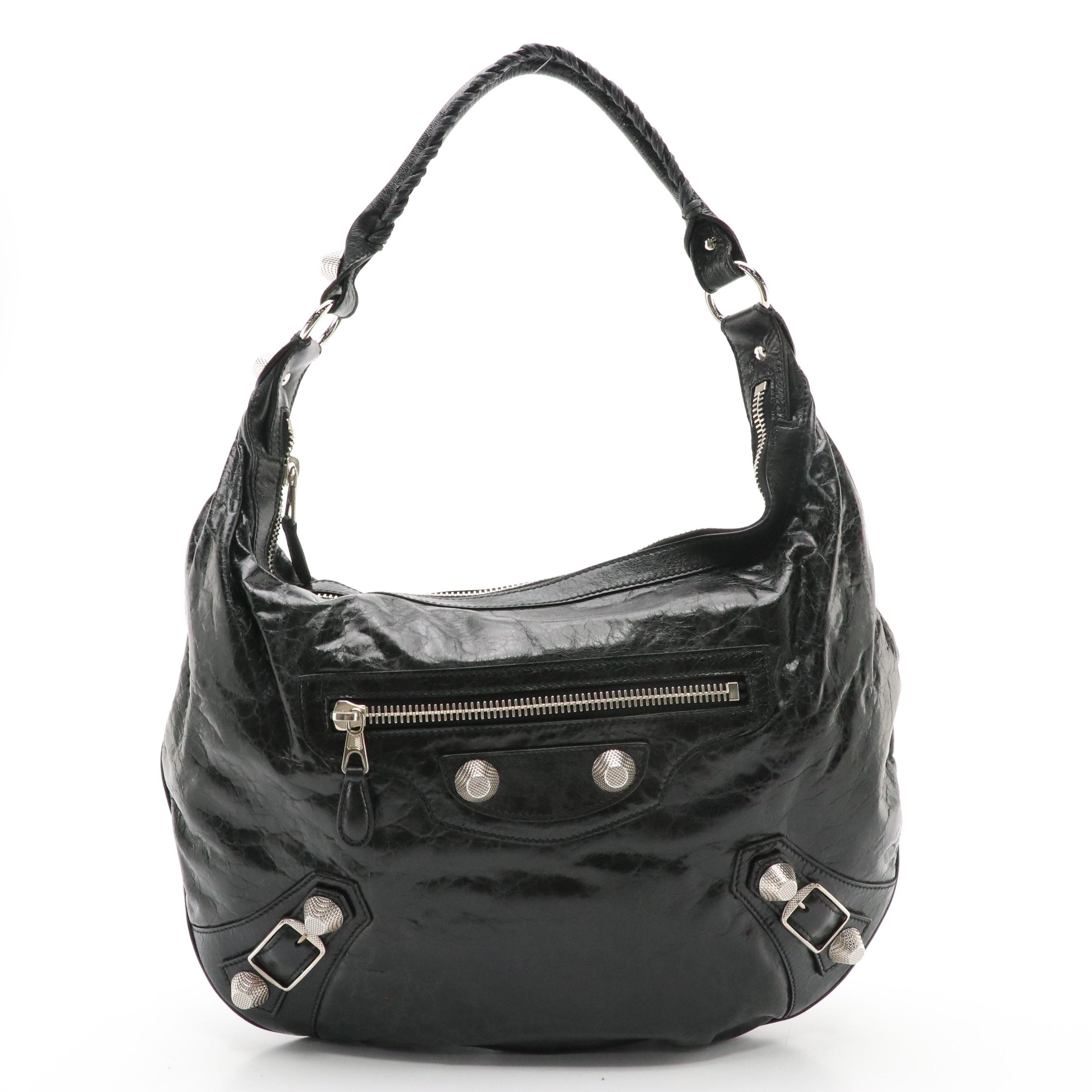 Balenciaga Black Chevre Leather Motocross Giant 21 Hobo Shoulder Bag with Tag