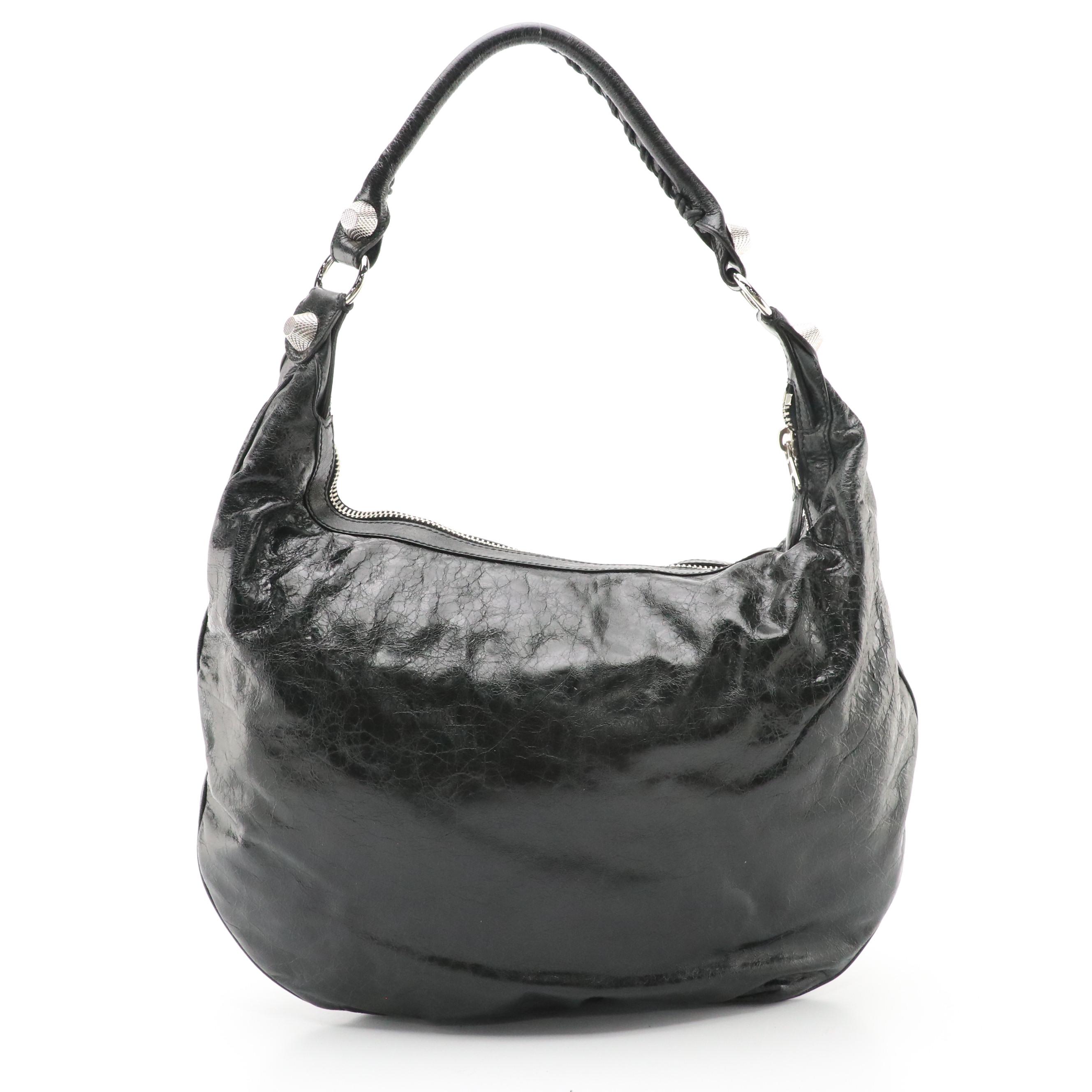 Balenciaga Black Chevre Leather Motocross Giant 21 Hobo Shoulder Bag with Tag