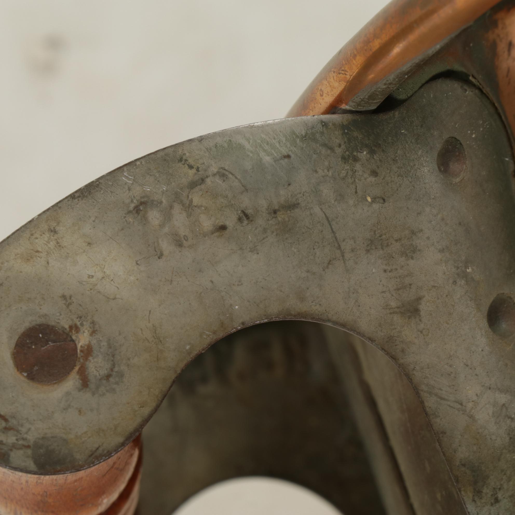 Oval Copper Boiling Pot with Metal Lid, Early 20th Century