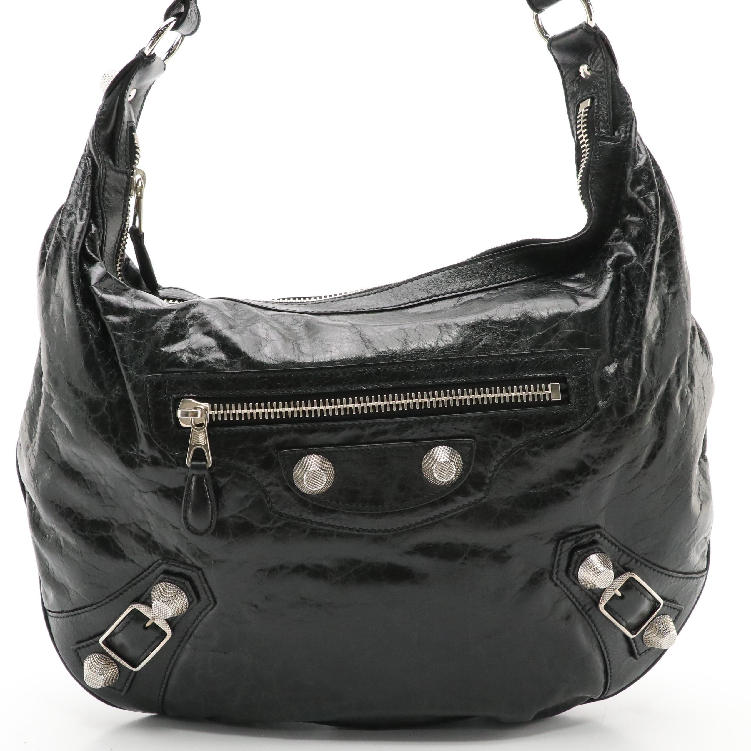 Balenciaga Black Chevre Leather Motocross Giant 21 Hobo Shoulder Bag with Tag