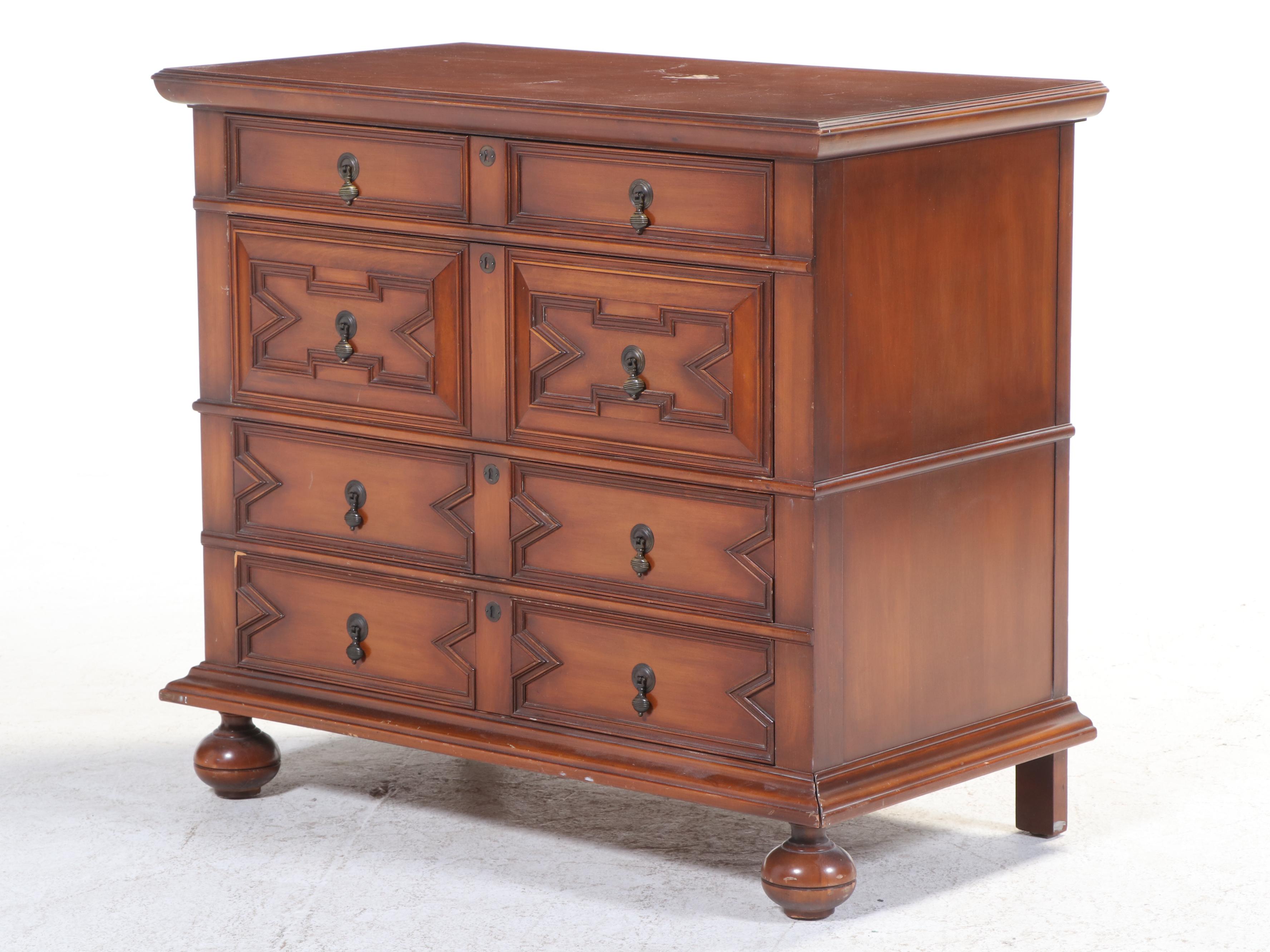 Lammert Furniture William and Mary Style Maple Four-Drawer Chest w/ Mirror