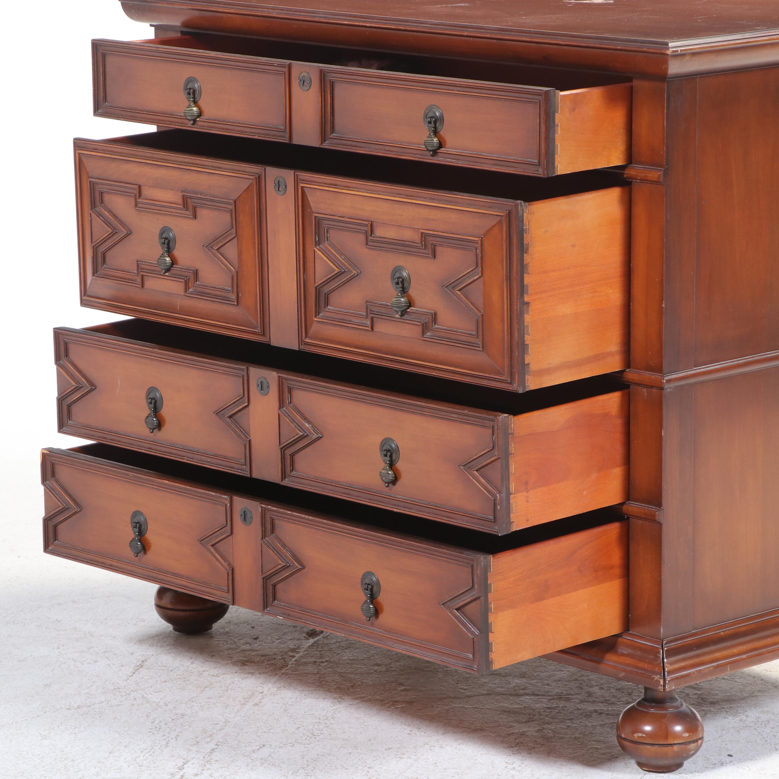 Lammert Furniture William and Mary Style Maple Four-Drawer Chest w/ Mirror