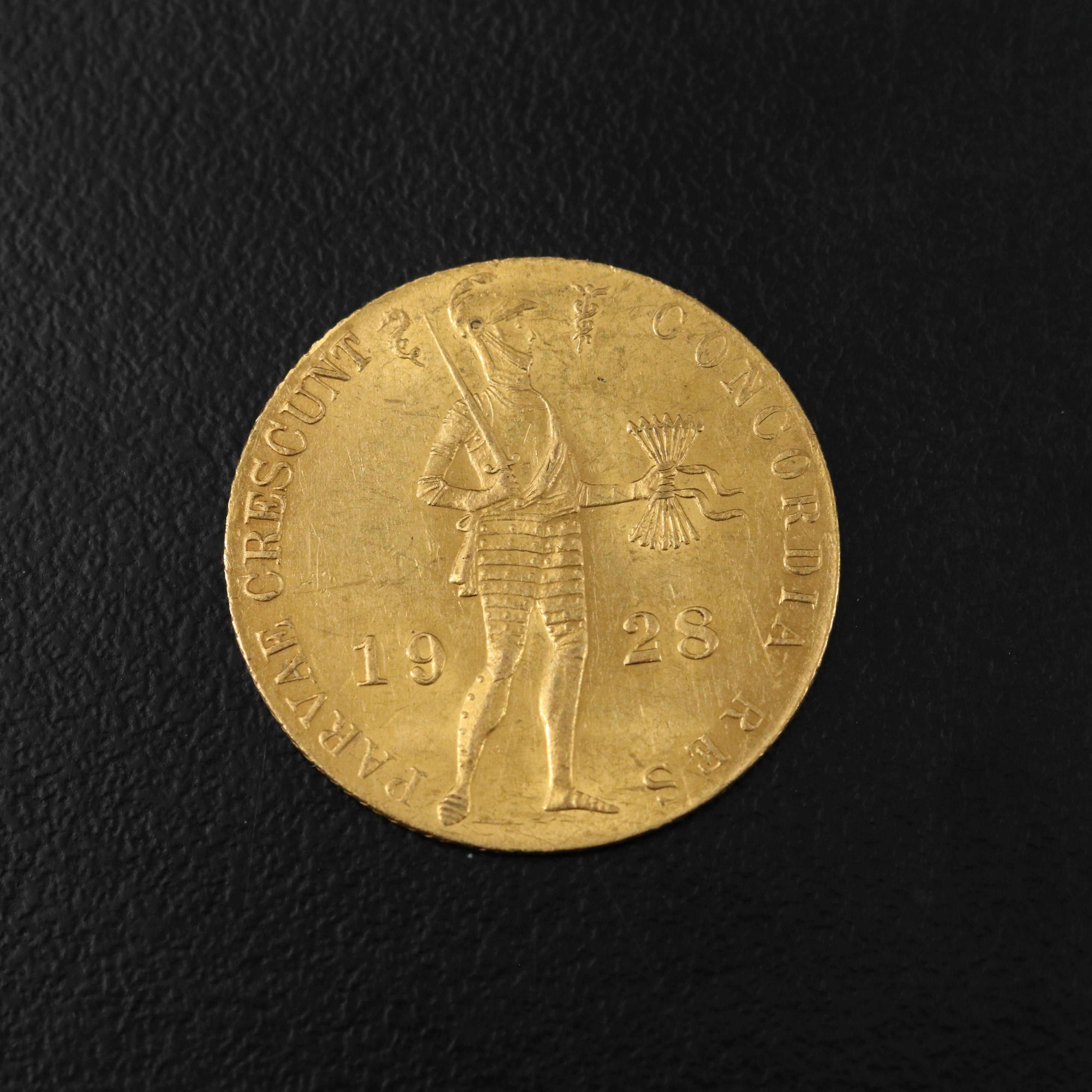1928 Netherlands 1-Ducat Gold Trade Coin of Wilhelmina