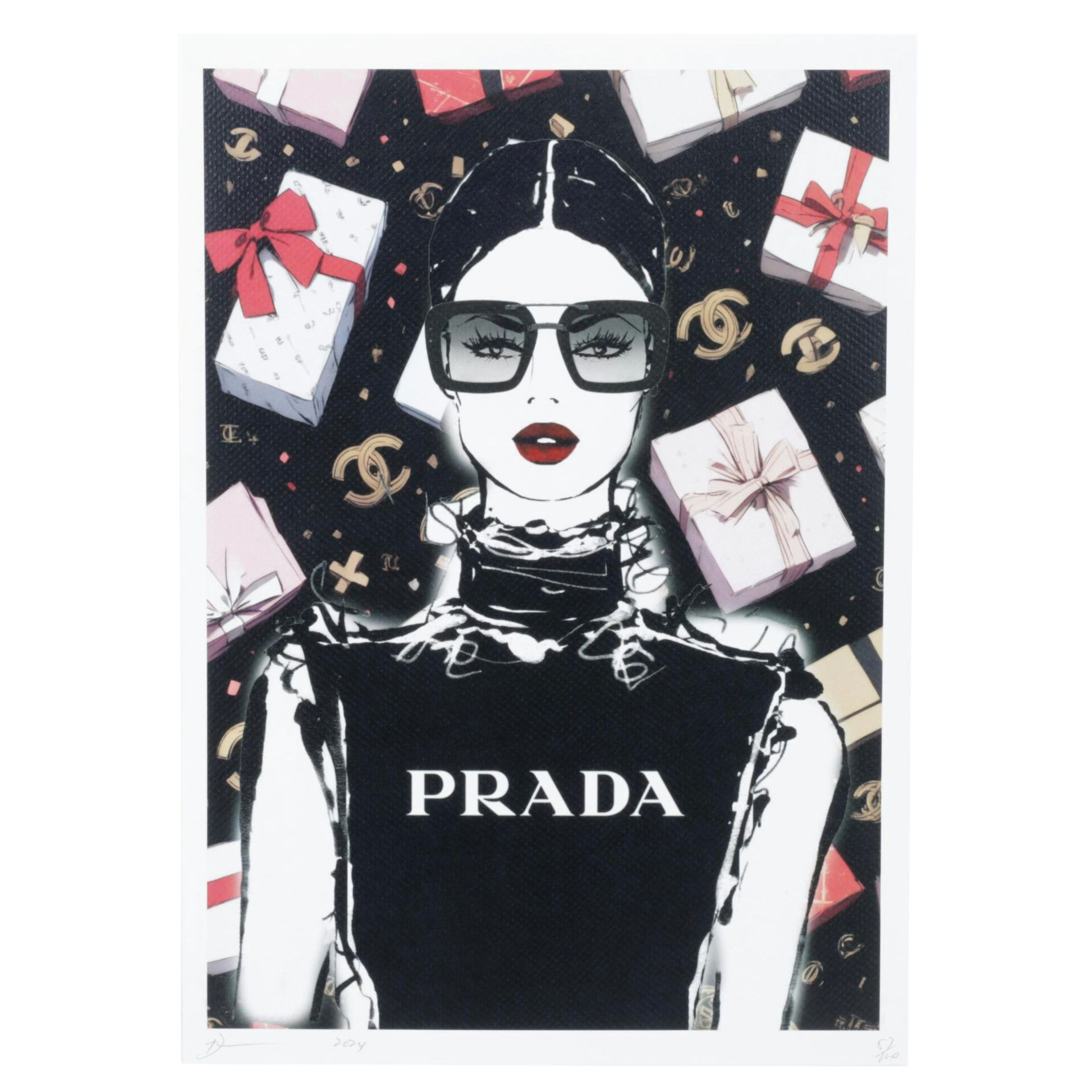 Death NYC Pop Art Graphic Print Homage to Chanel and Prada, 2024