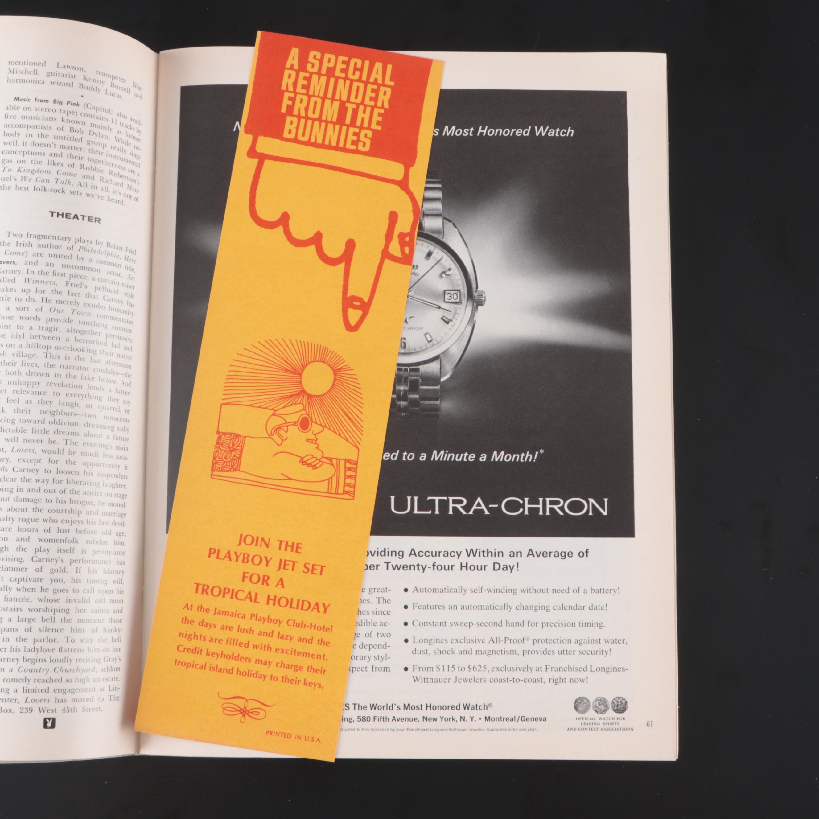 "Playboy" Nov. 1968 Issue with The Playboy Club Ashtray, Lighters & Shot Glasses