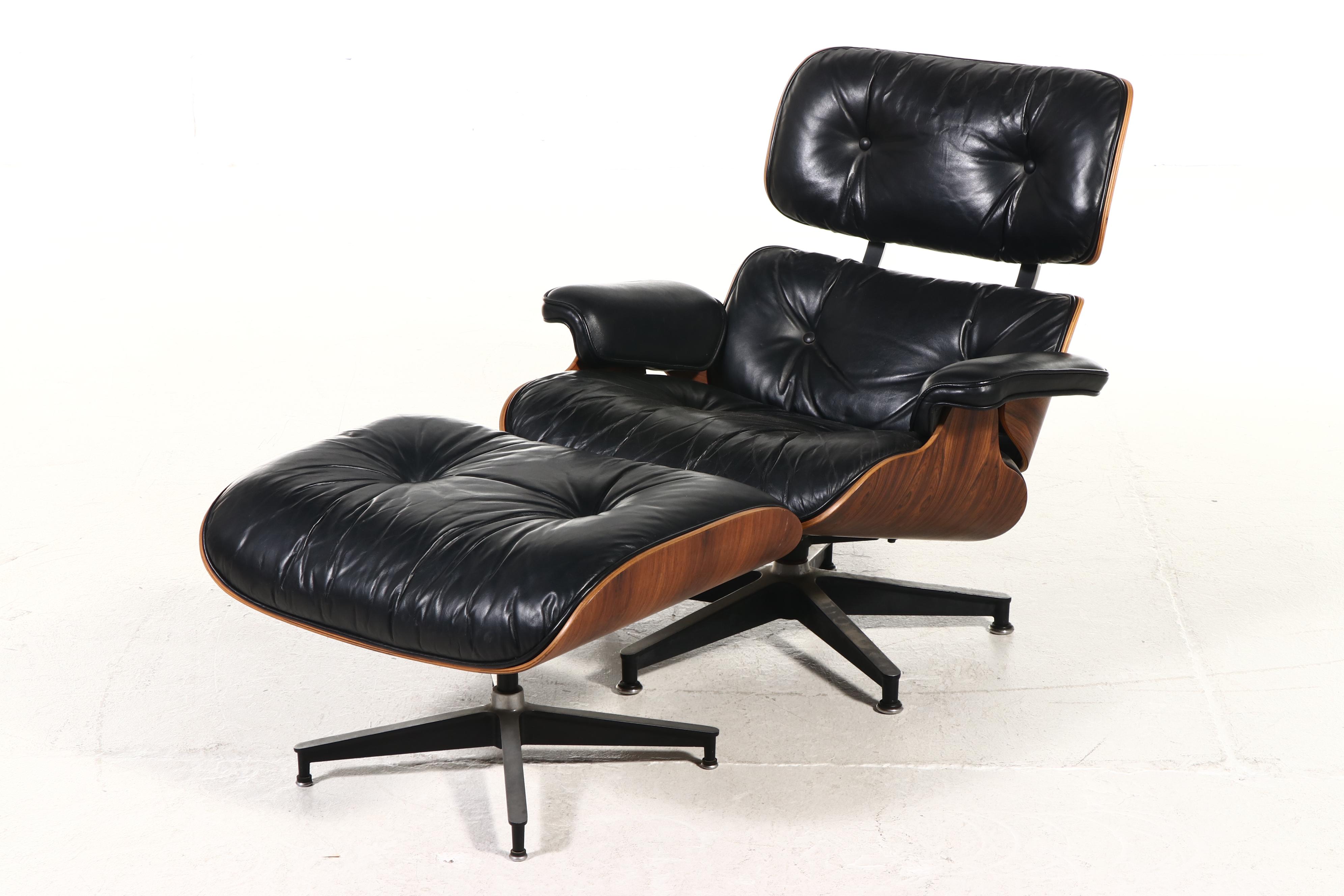Two Charles and Ray Eames for Herman Miller Rosewood Lounge Chairs and Ottoman