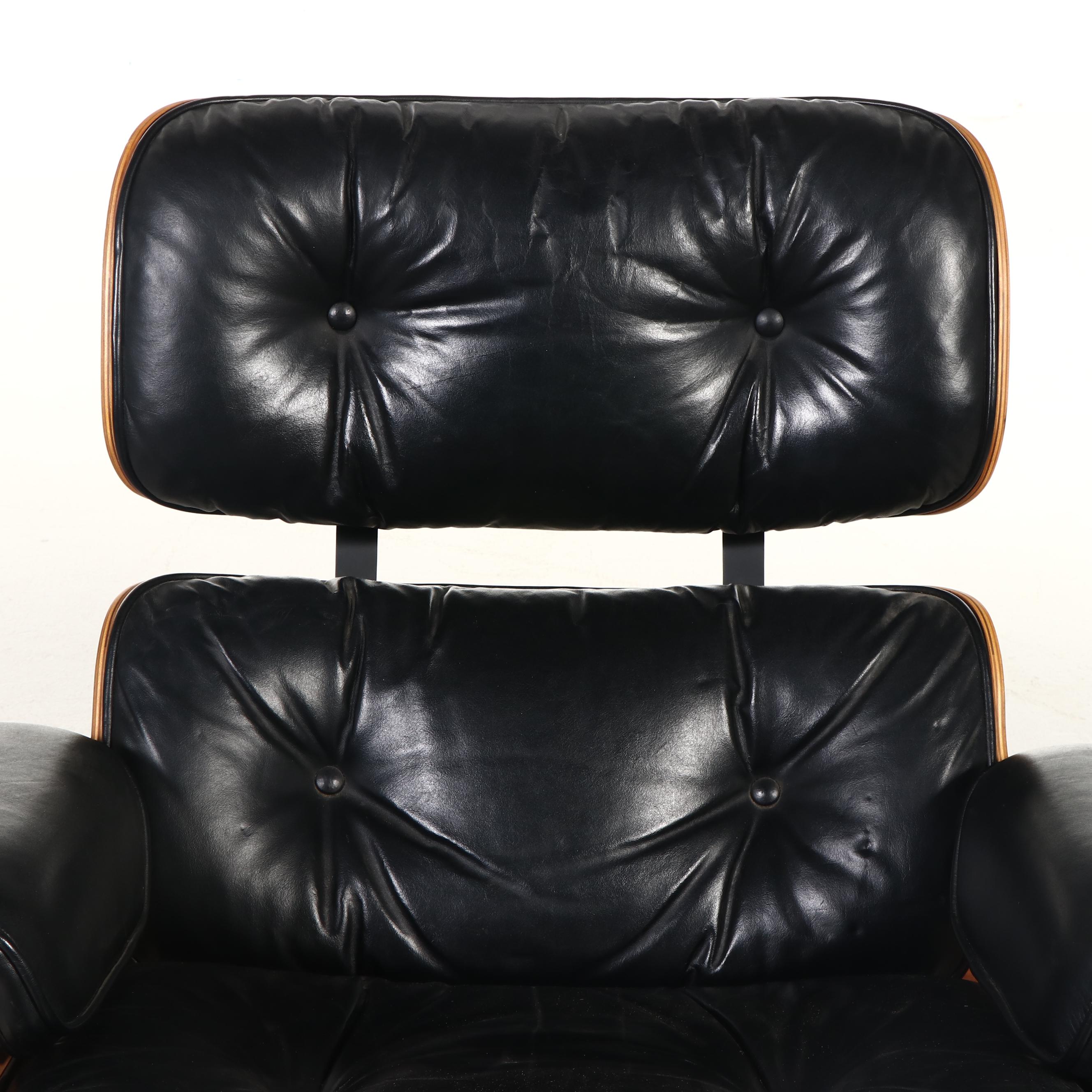 Two Charles and Ray Eames for Herman Miller Rosewood Lounge Chairs and Ottoman