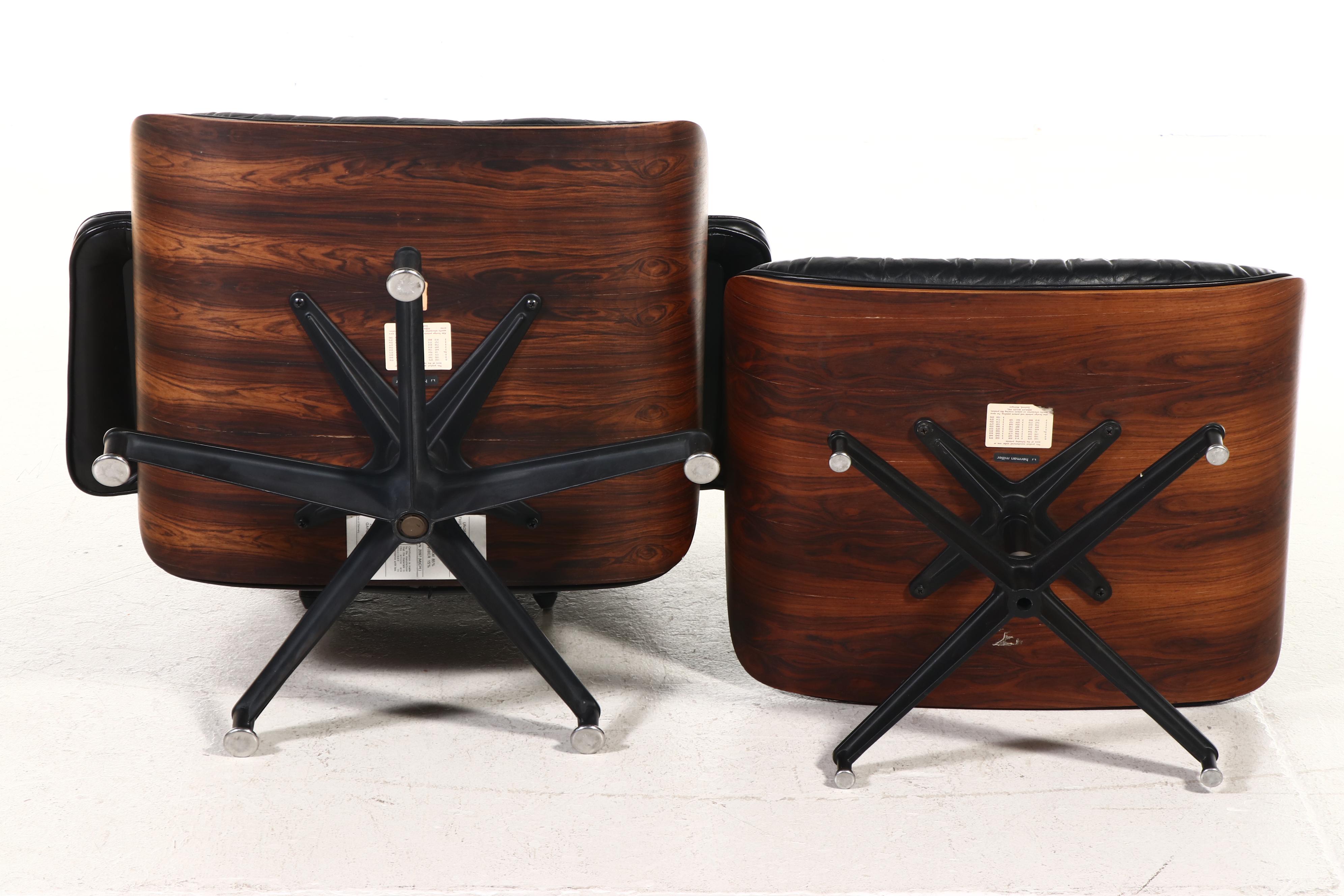 Two Charles and Ray Eames for Herman Miller Rosewood Lounge Chairs and Ottoman