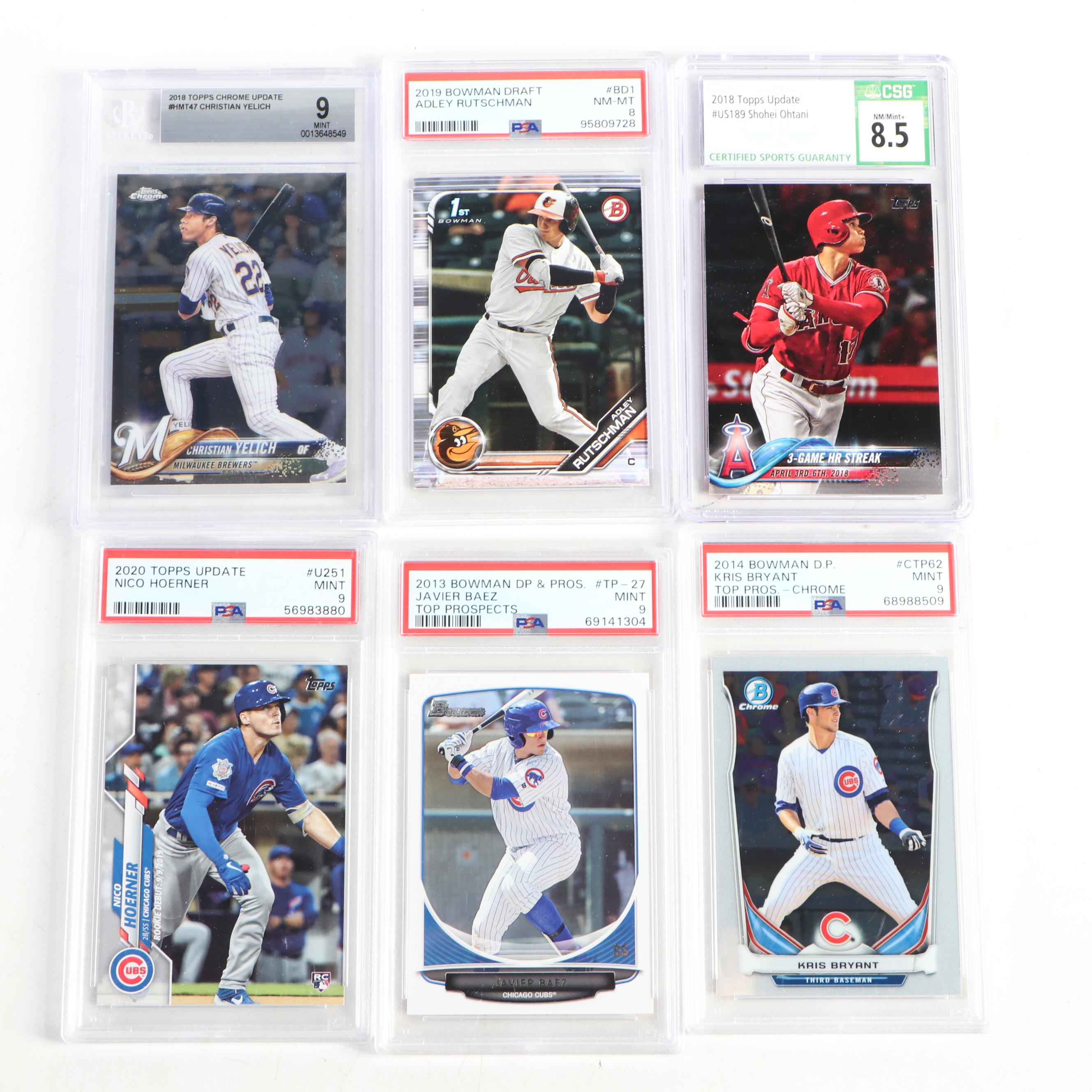 Topps and Other Baseball Cards with DeGrom Bowman 1st, Ohtani Rookie Year