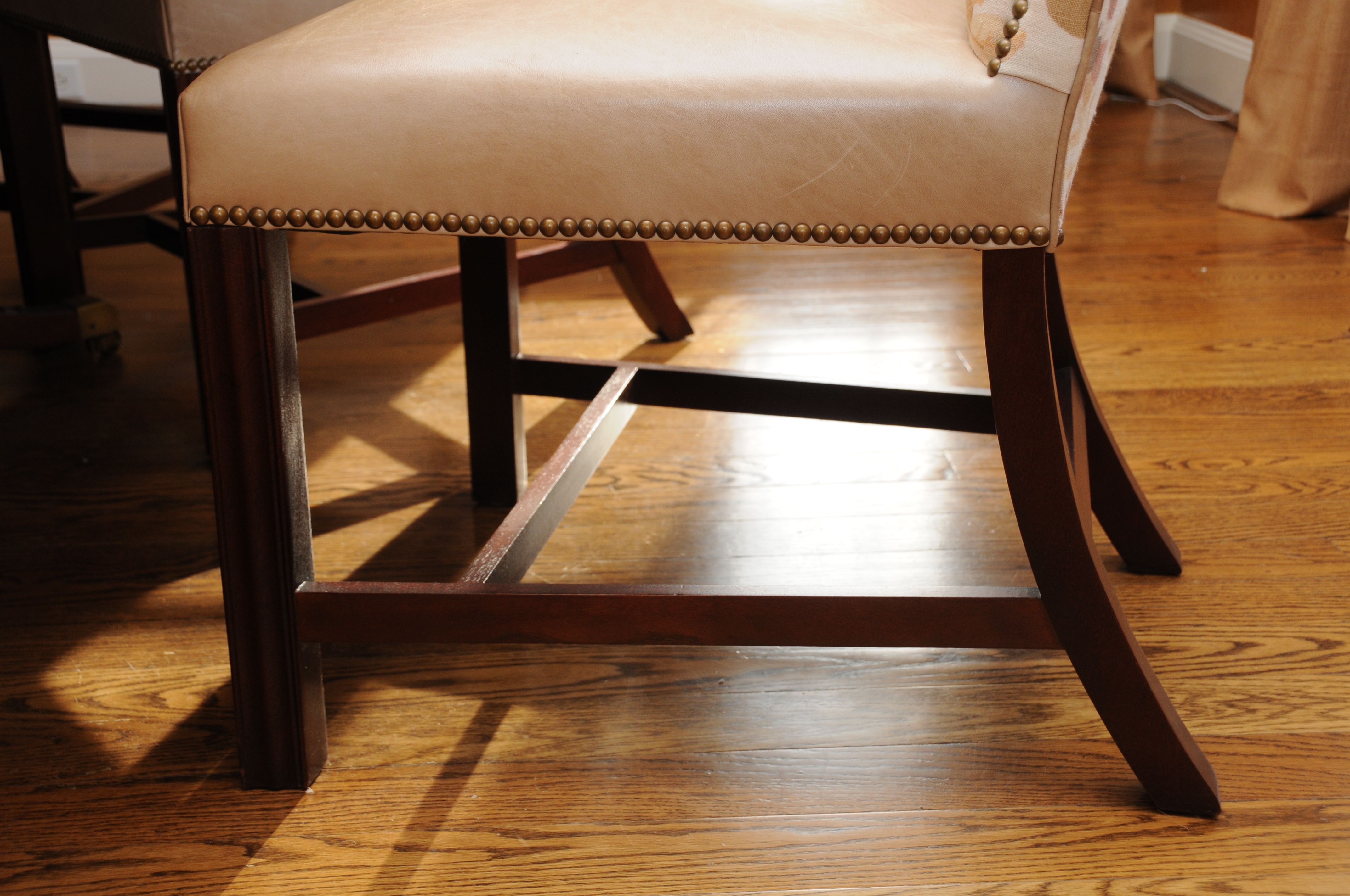 Regency Style Round Mahogany Dining Table and Hickory Chair "Marlboro" Chairs