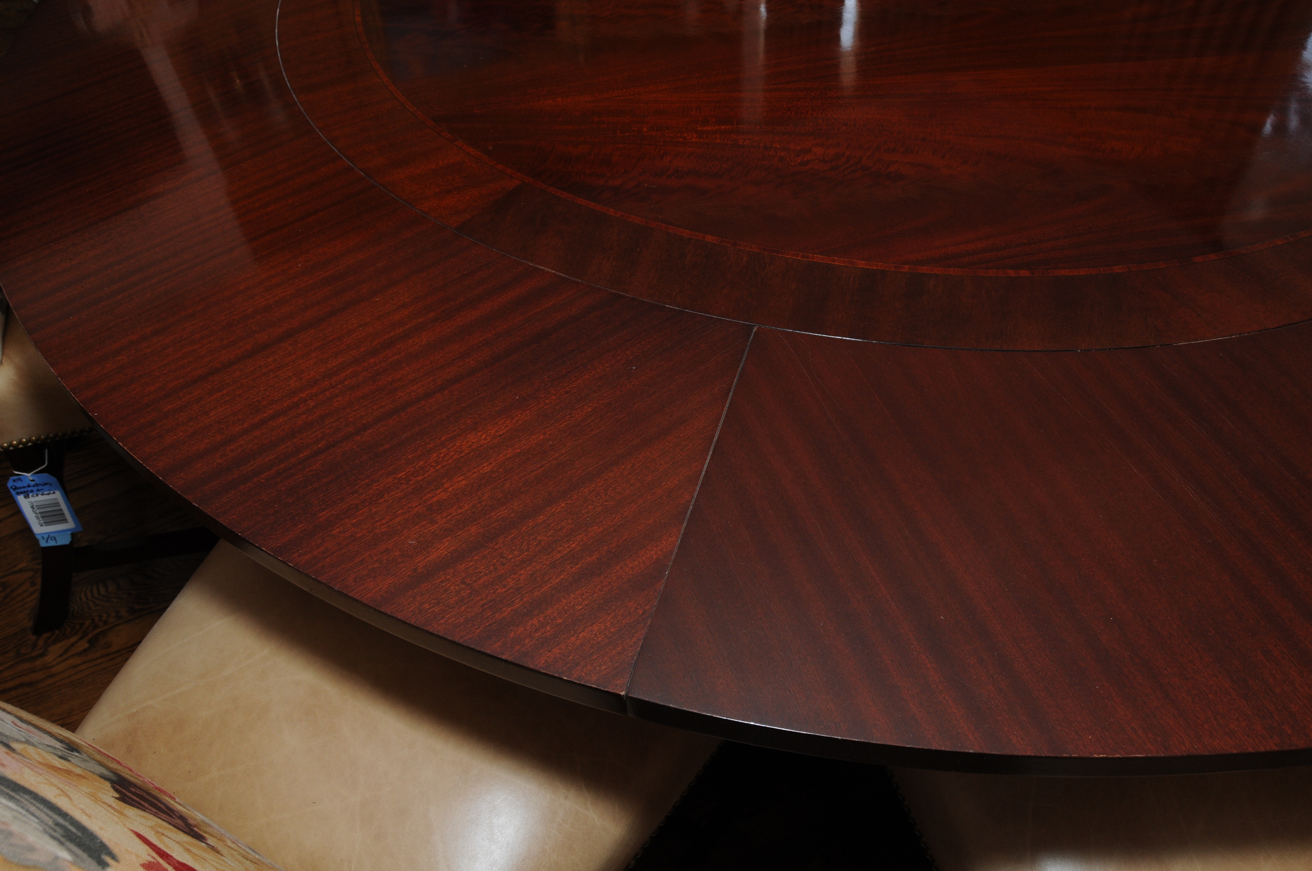 Regency Style Round Mahogany Dining Table and Hickory Chair "Marlboro" Chairs