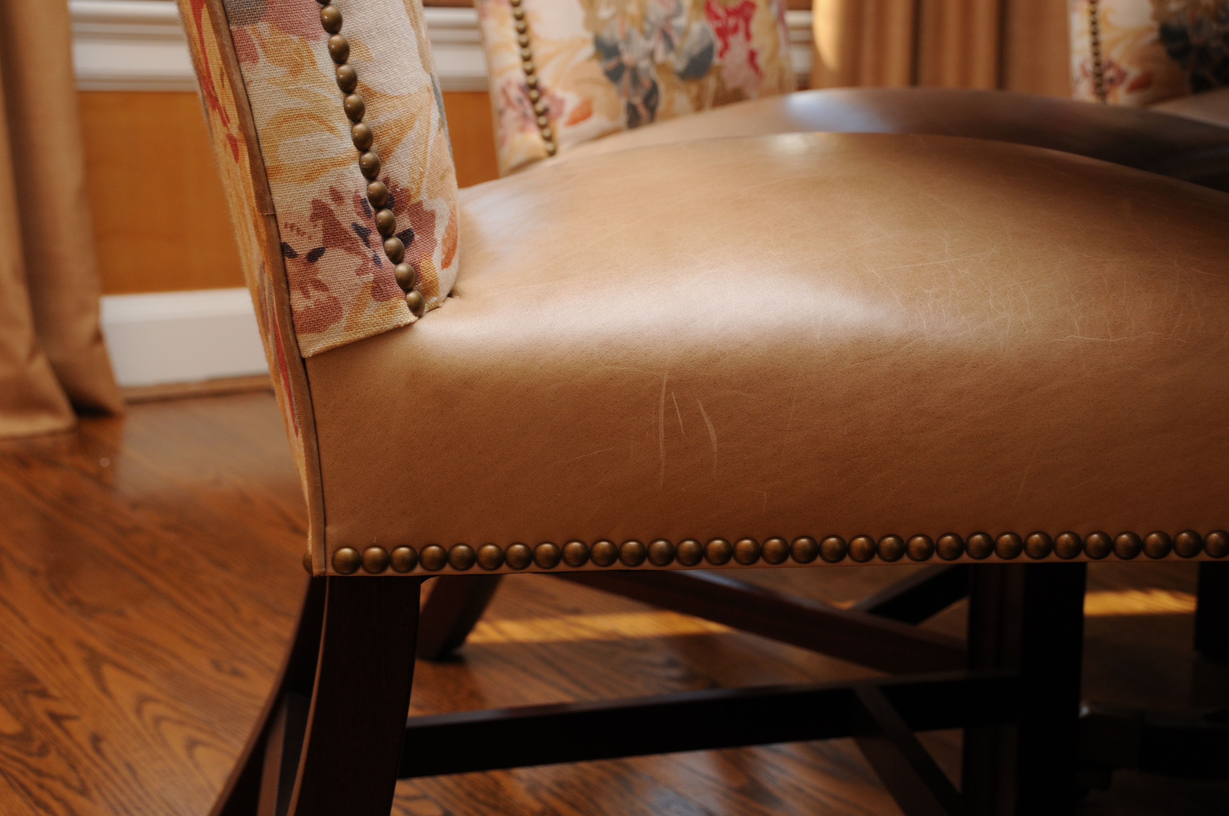 Regency Style Round Mahogany Dining Table and Hickory Chair "Marlboro" Chairs