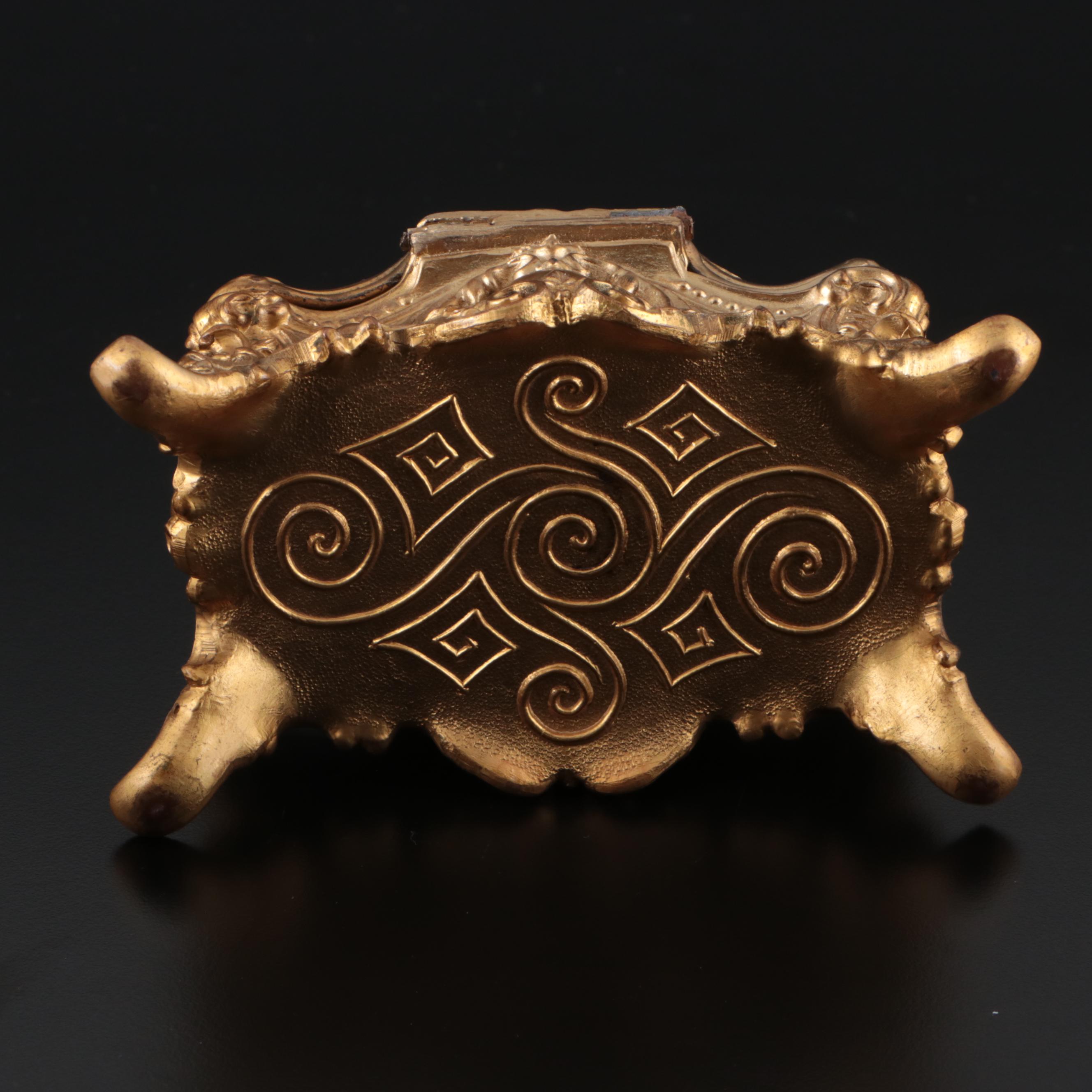 Elgin Guilloche Brass Cigarette Case, Jewelry Casket, Coty Gold Plate Compact