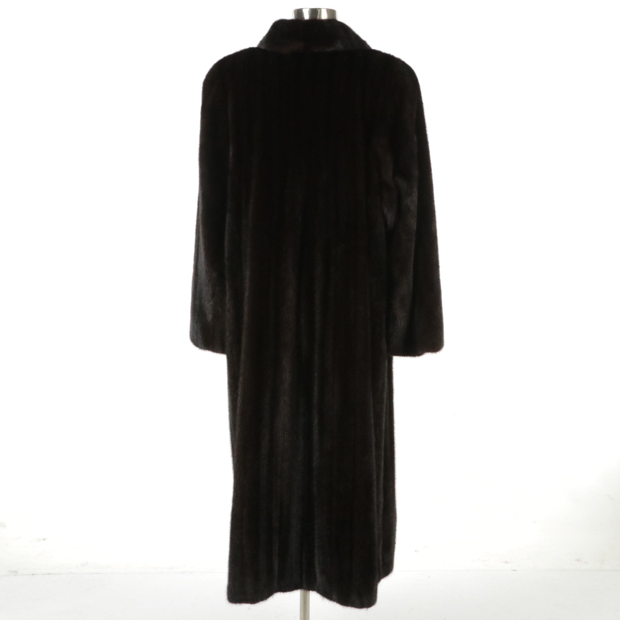 Louis Féraud Vintage Mahogany Mink Fur Full-Length Coat