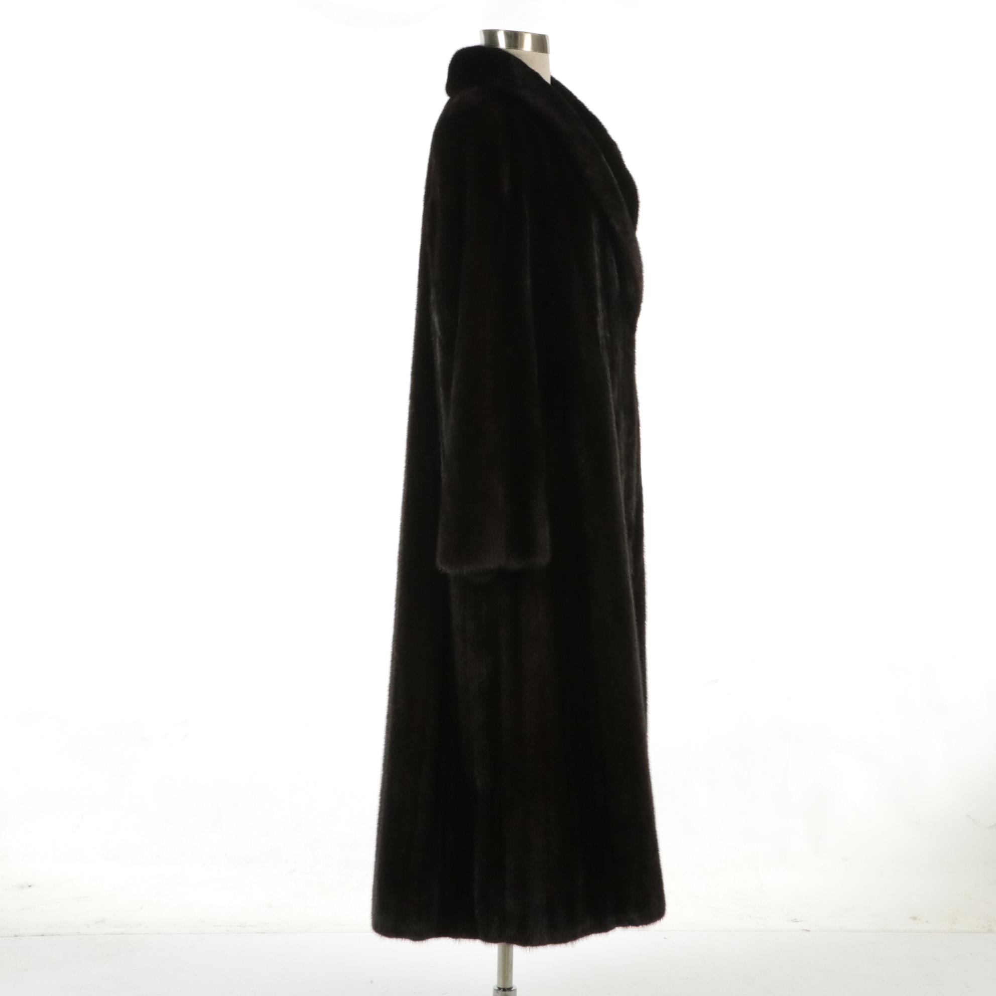 Louis Féraud Vintage Mahogany Mink Fur Full-Length Coat