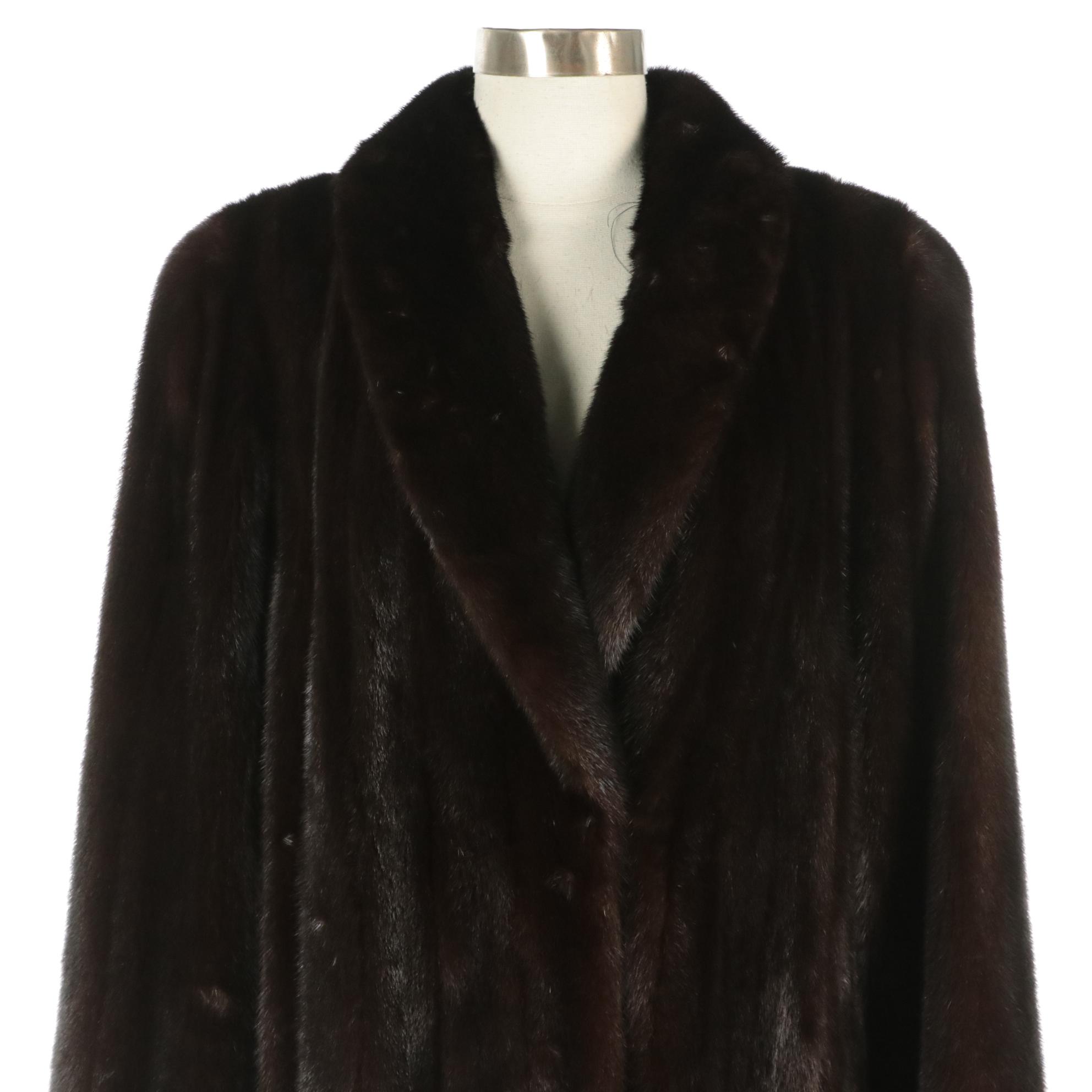 Louis Féraud Vintage Mahogany Mink Fur Full-Length Coat