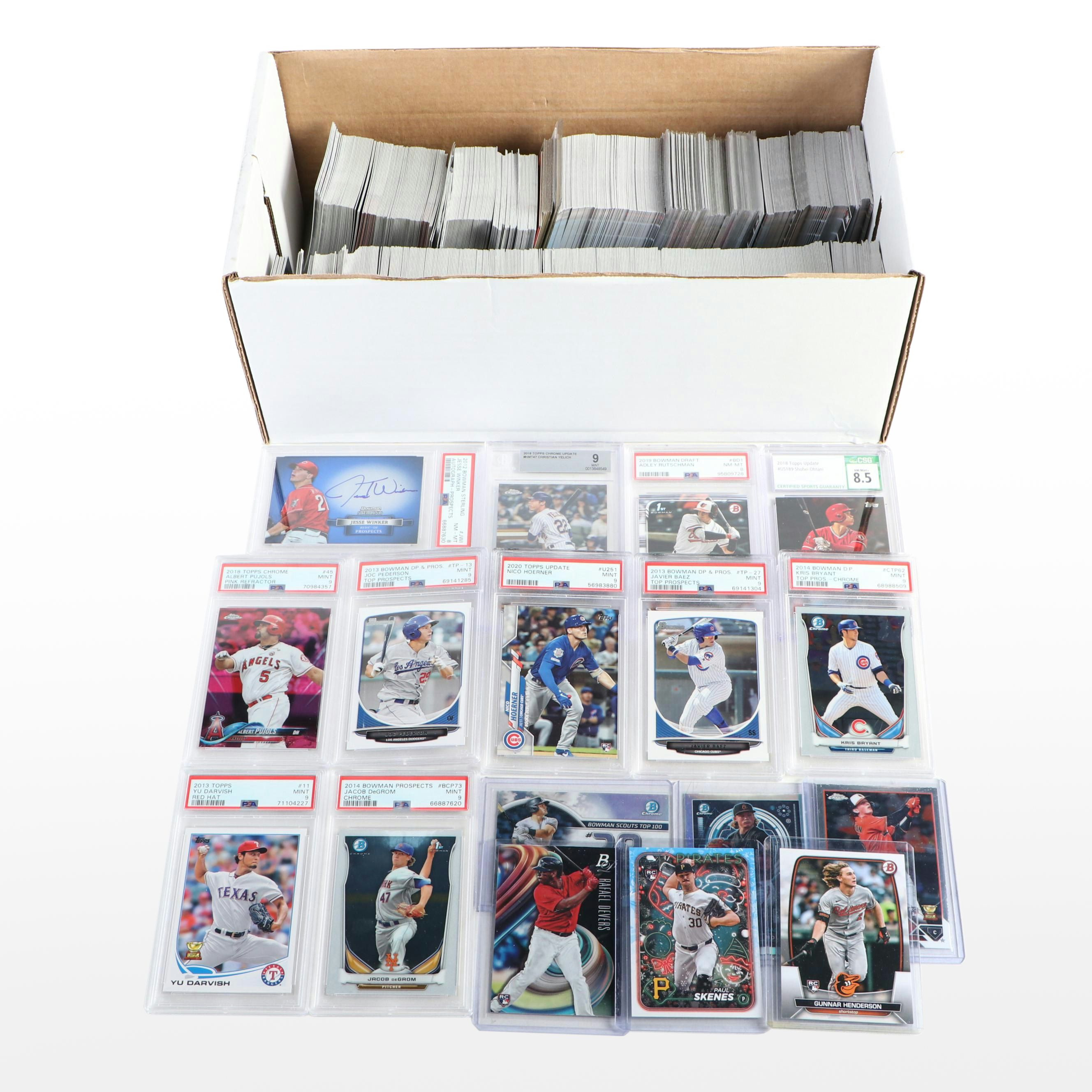 Topps and Other Baseball Cards with DeGrom Bowman 1st, Ohtani Rookie Year
