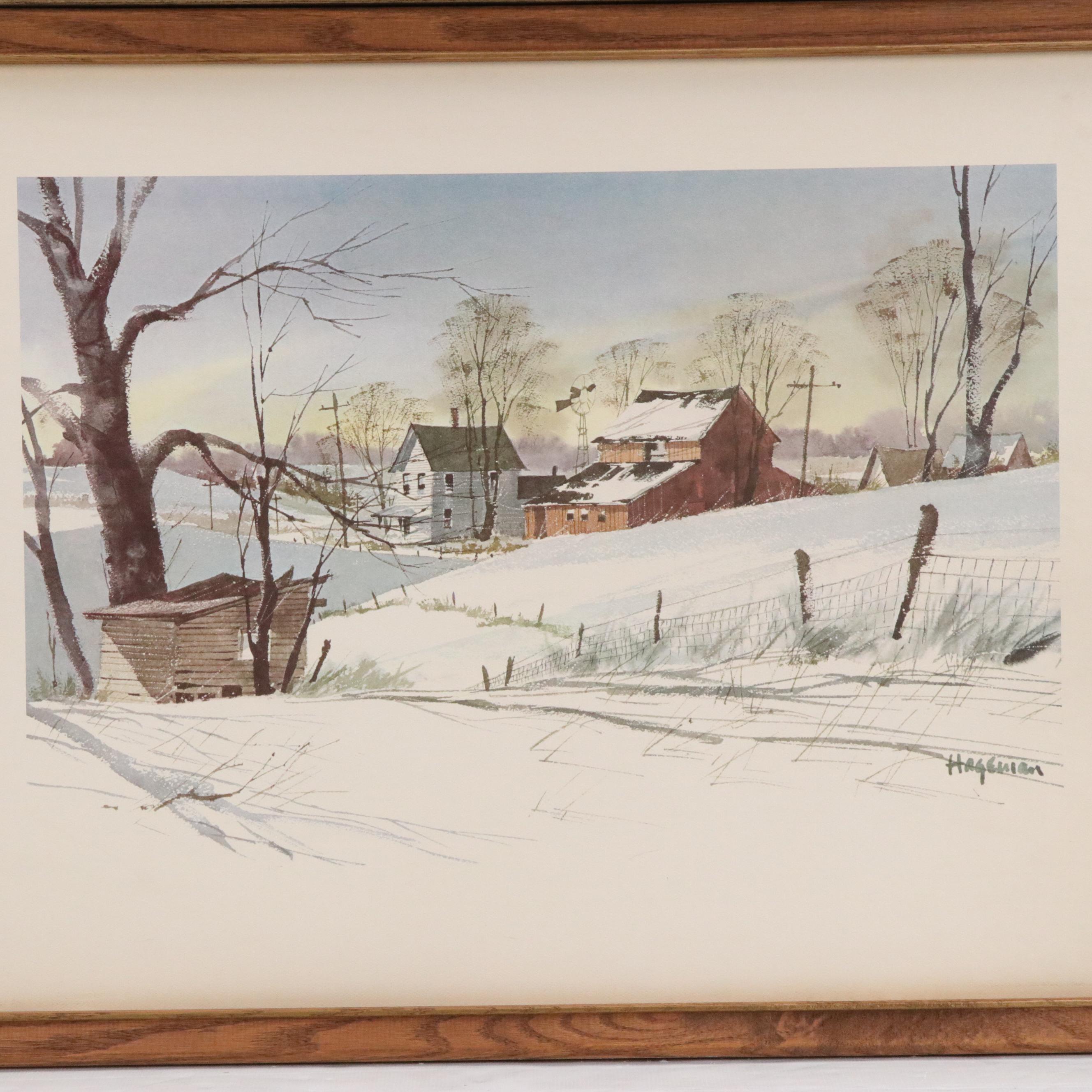 Pair of Scenic Offset Lithographs After Sam Hageman